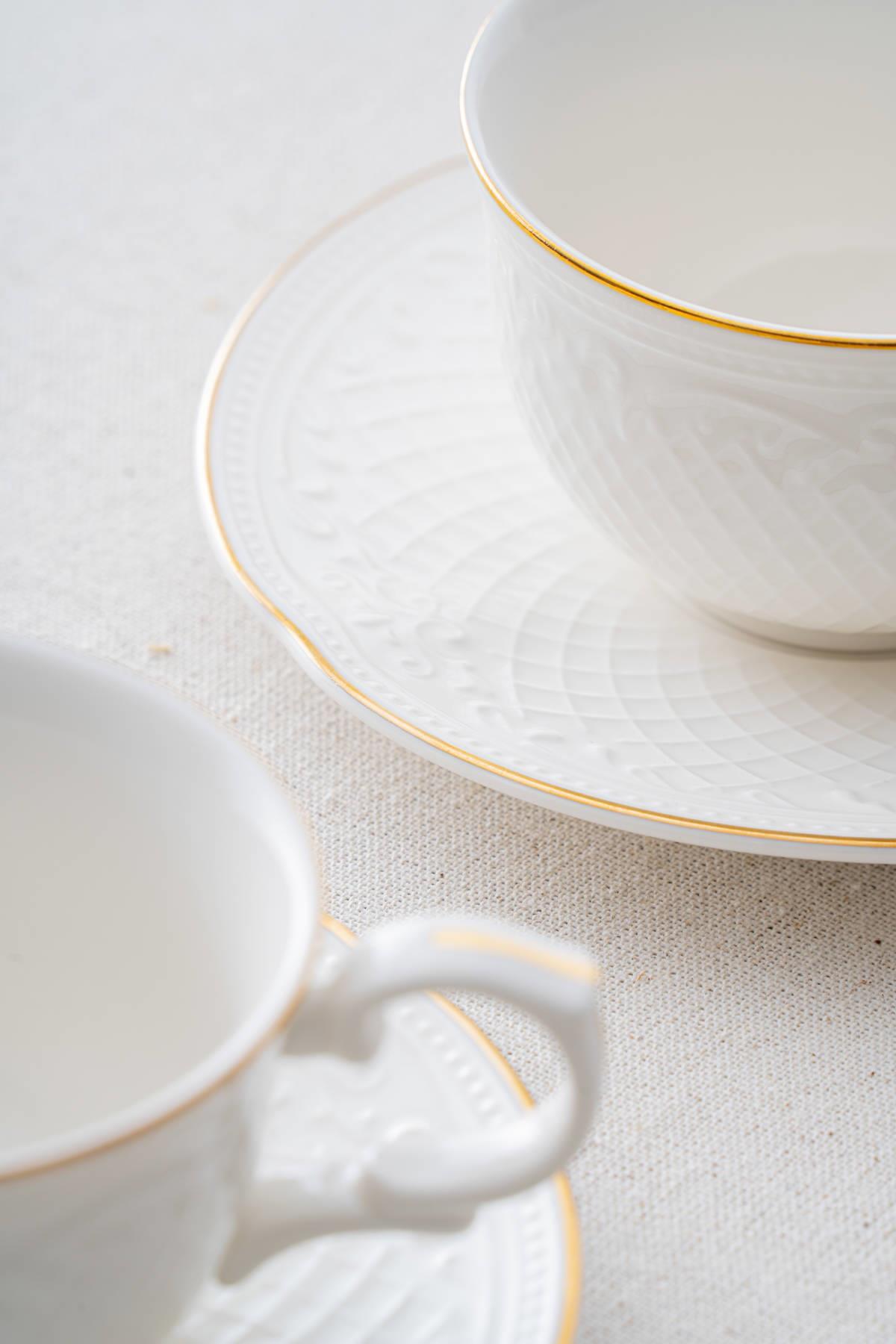 Acar Hamilton 6 Kişilik Silver Çay Fincanı Takımı - 210 ml - Beyaz - Gold PORWM-06189