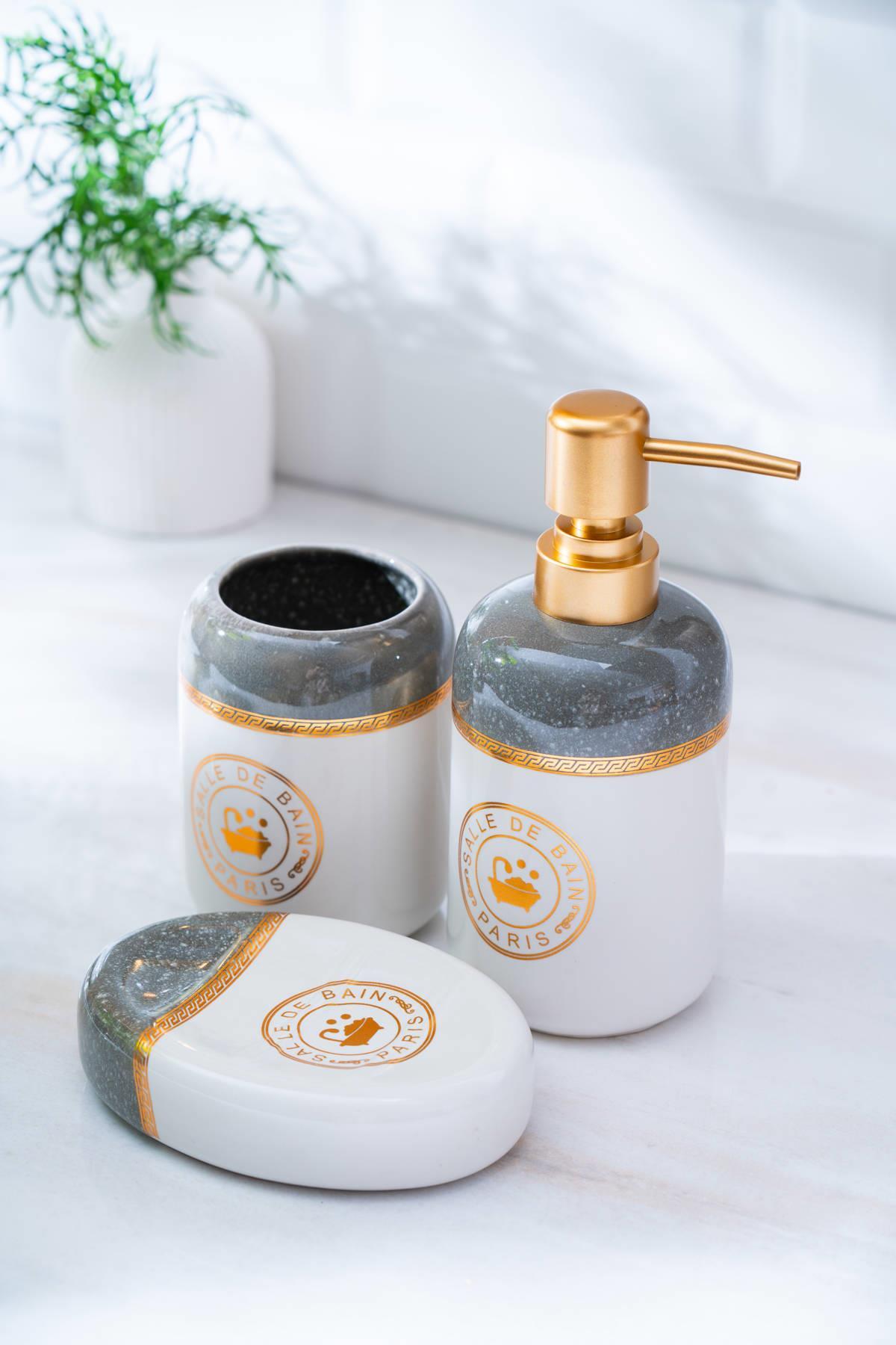 Acar Jardın Home Sweet 3’lü Banyo Seti - Gri SZN-07007