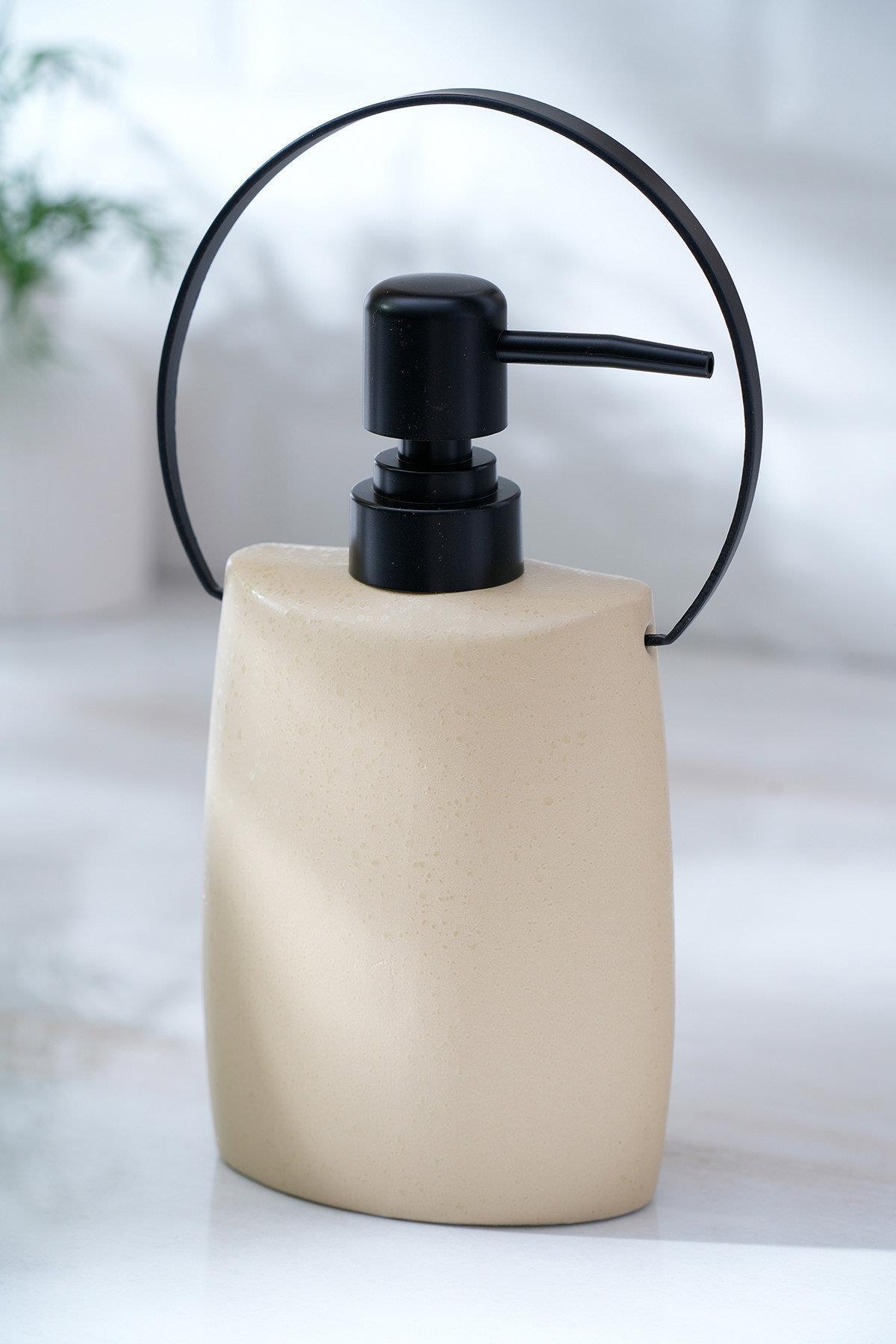 Acar Jardın Kulp Detaylı Seramik Sabunluk - Bej SZN-07004