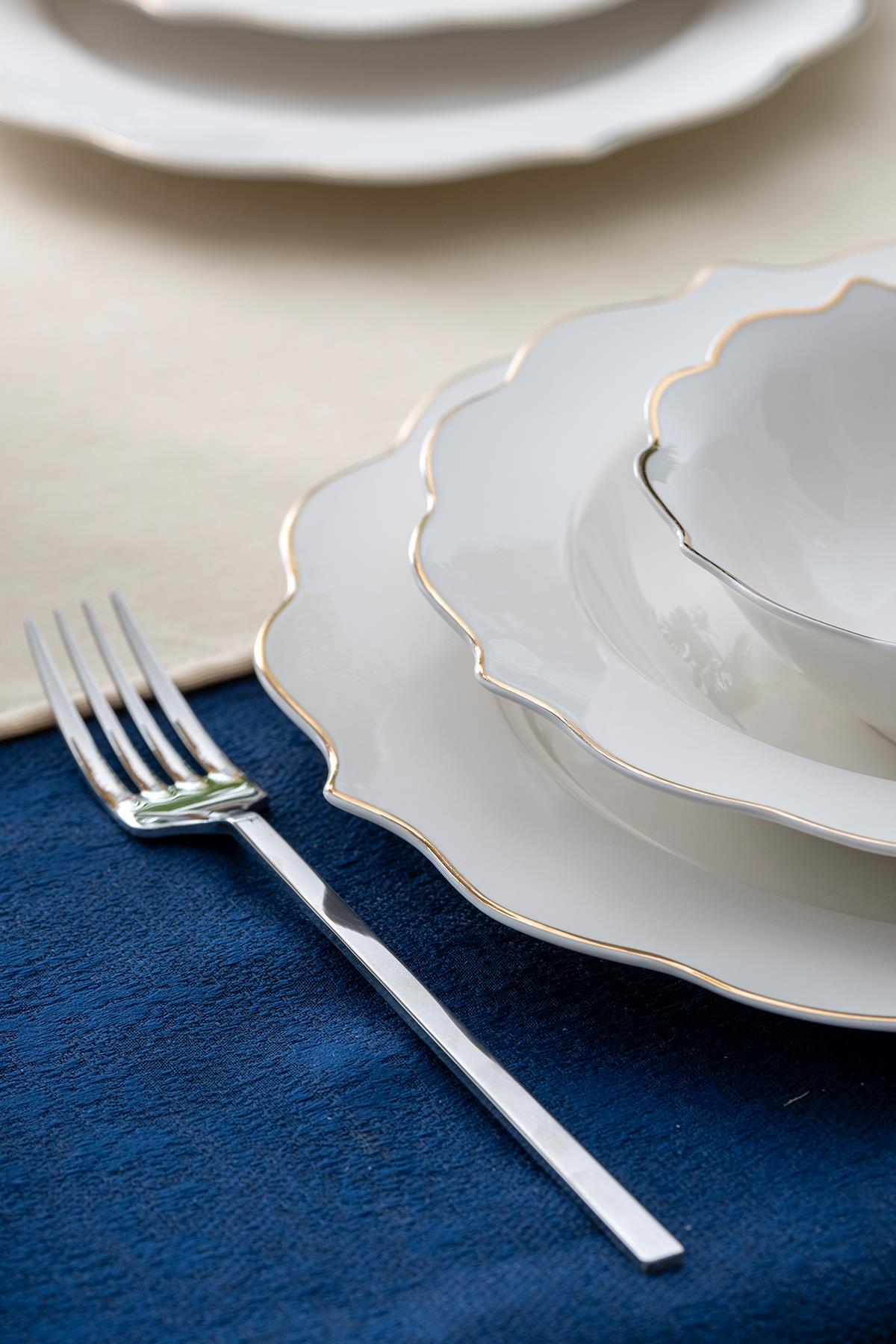 Acar Karmen 6 Kişilik 24 Parça Gold Porselen Yemek Takımı PORWM-06201