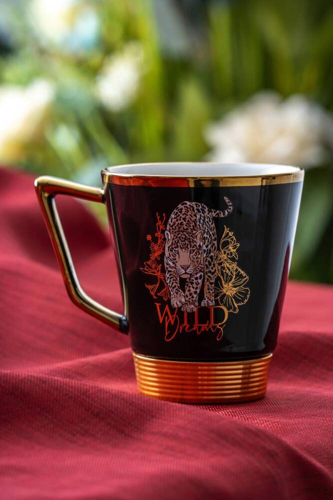 Acar Lorenzo Leopar Porselen Kupa - 200 ml - Gold KOH-05010 Acar Lorenzo Leopar Porselen Kupa - 200 ml - Gold KOH-05010