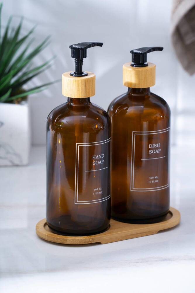 Acar Louvre Bambu Standlı 2'li Sıvı Sabunluk - 500 ml HNR-07622 Acar Louvre Bambu Standlı 2'li Sıvı Sabunluk - 500 ml HNR-07622