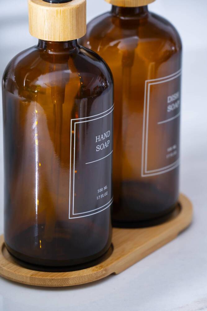 Acar Louvre Bambu Standlı 2'li Sıvı Sabunluk - 500 ml HNR-07622 Acar Louvre Bambu Standlı 2'li Sıvı Sabunluk - 500 ml HNR-07622