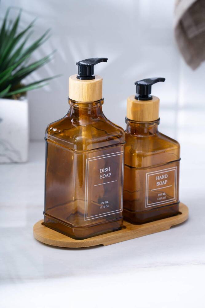 Acar Louvre Kare Bambu Standlı 2'li Sıvı Sabunluk - 500 ml HNR-07625 Acar Louvre Kare Bambu Standlı 2'li Sıvı Sabunluk - 500 ml HNR-07625