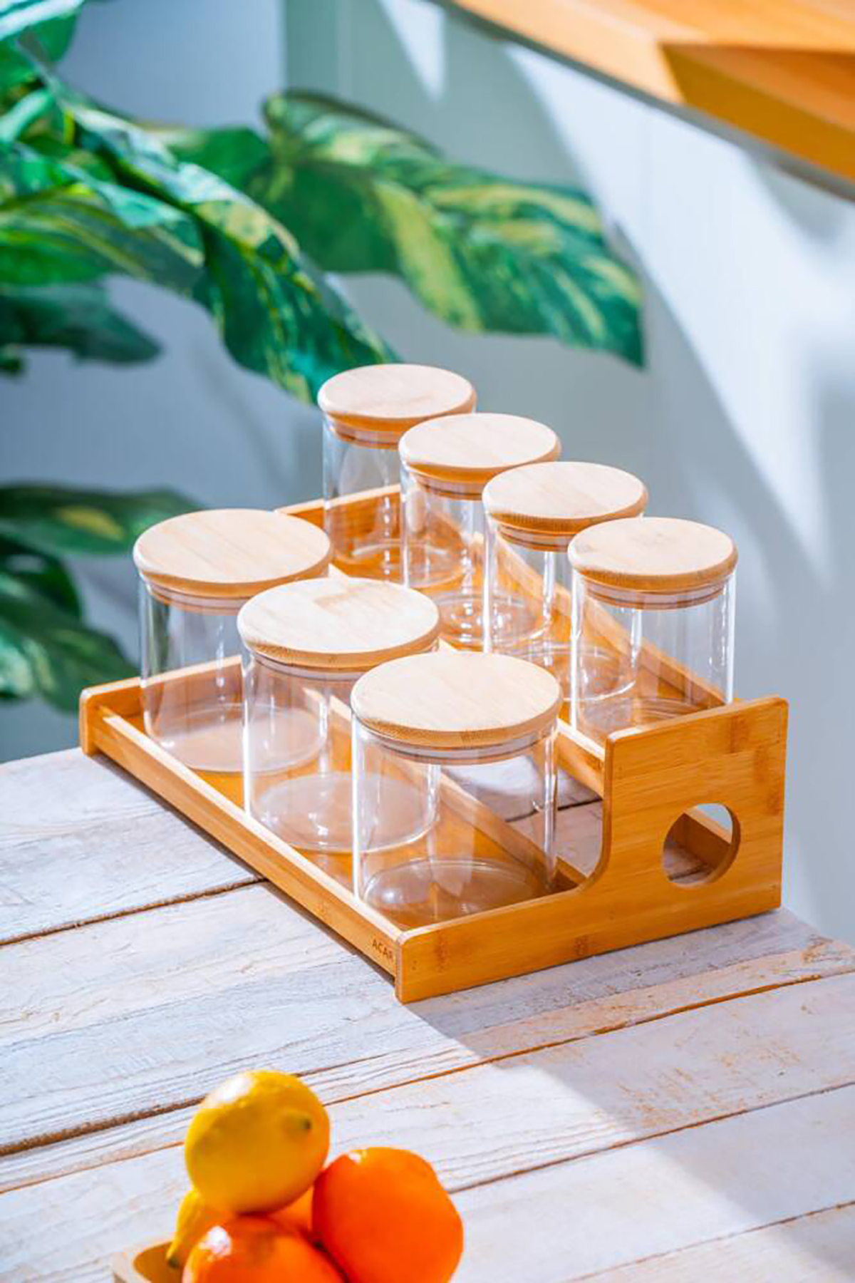 Acar Malibu Bambu Basamak Standlı 7 li Borosilikat Cam Baharatlık Seti LND-07588 Acar Malibu Bambu Basamak Standlı 7 li Borosilikat Cam Baharatlık Seti LND-07588