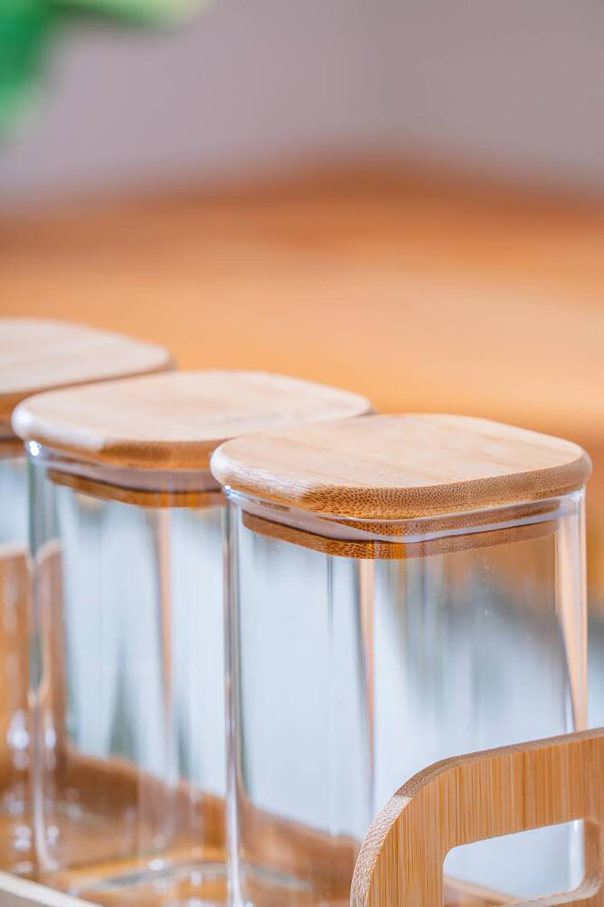 Acar Malibu Bambu Katlı Standlı 6 lı Borosilikat Cam Baharatlık Seti LND-07580