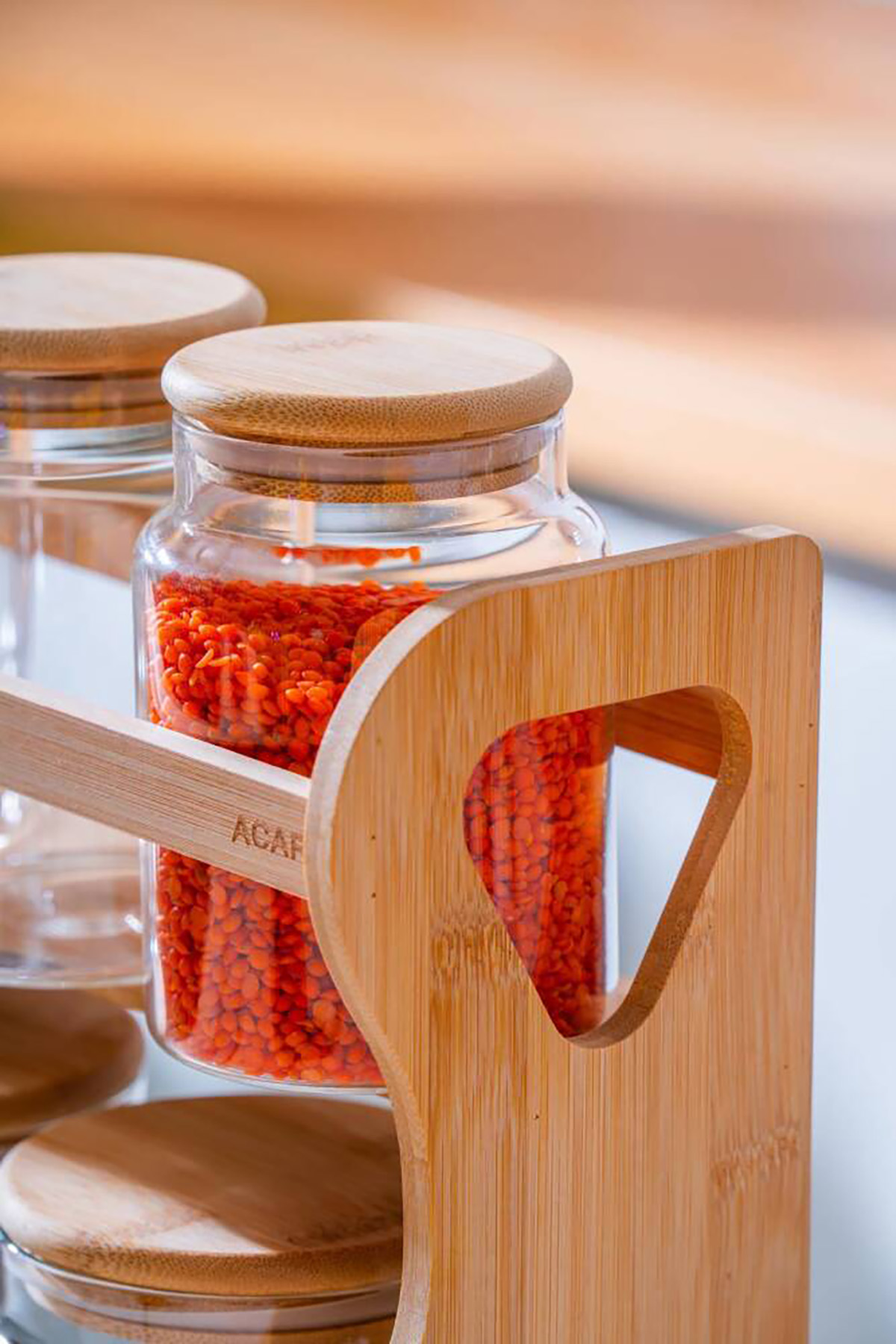 Acar Malibu Bambu Katlı Standlı 7 li Borosilikat Cam Baharatlık Seti LND-07587