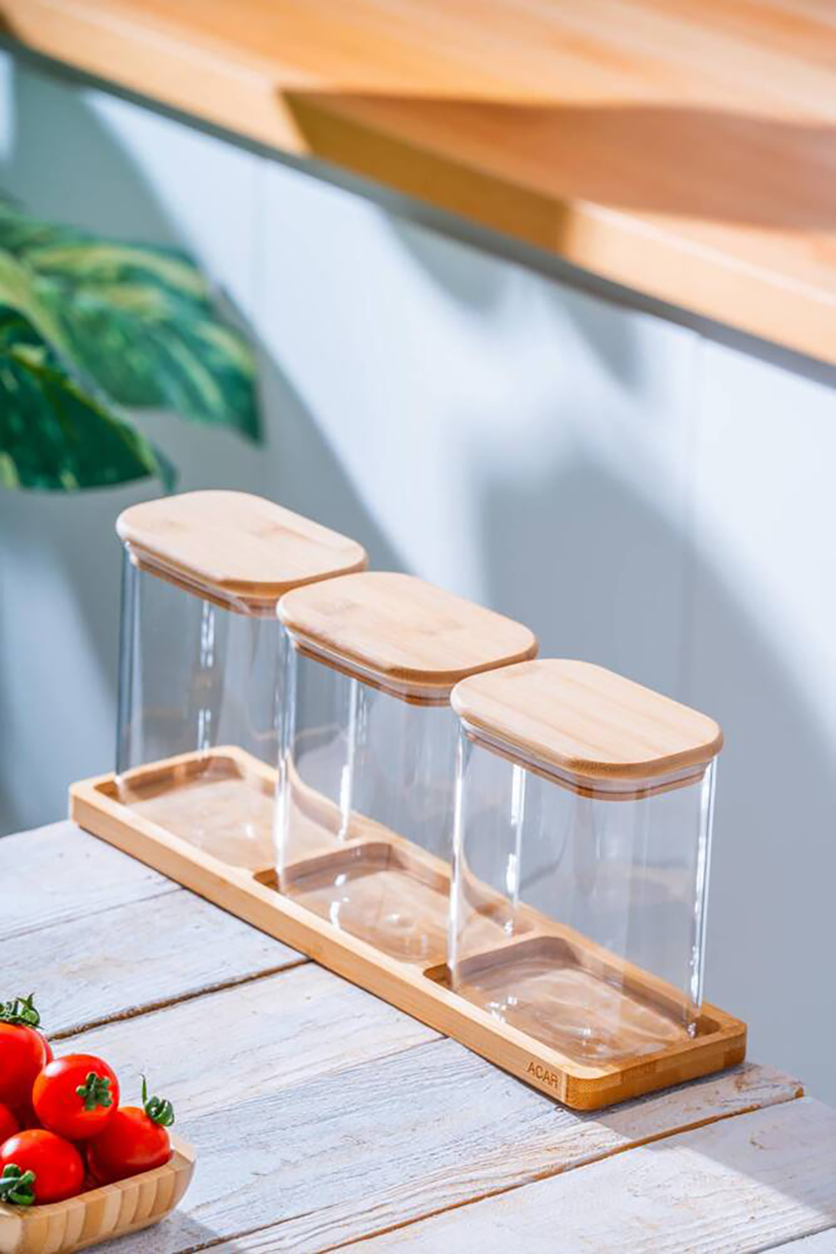 Acar Malibu Bambu Standlı dikdörtgen 3 lü Borosilikat Cam Baharatlık Seti LND-07583 Acar Malibu Bambu Standlı dikdörtgen 3 lü Borosilikat Cam Baharatlık Seti LND-07583