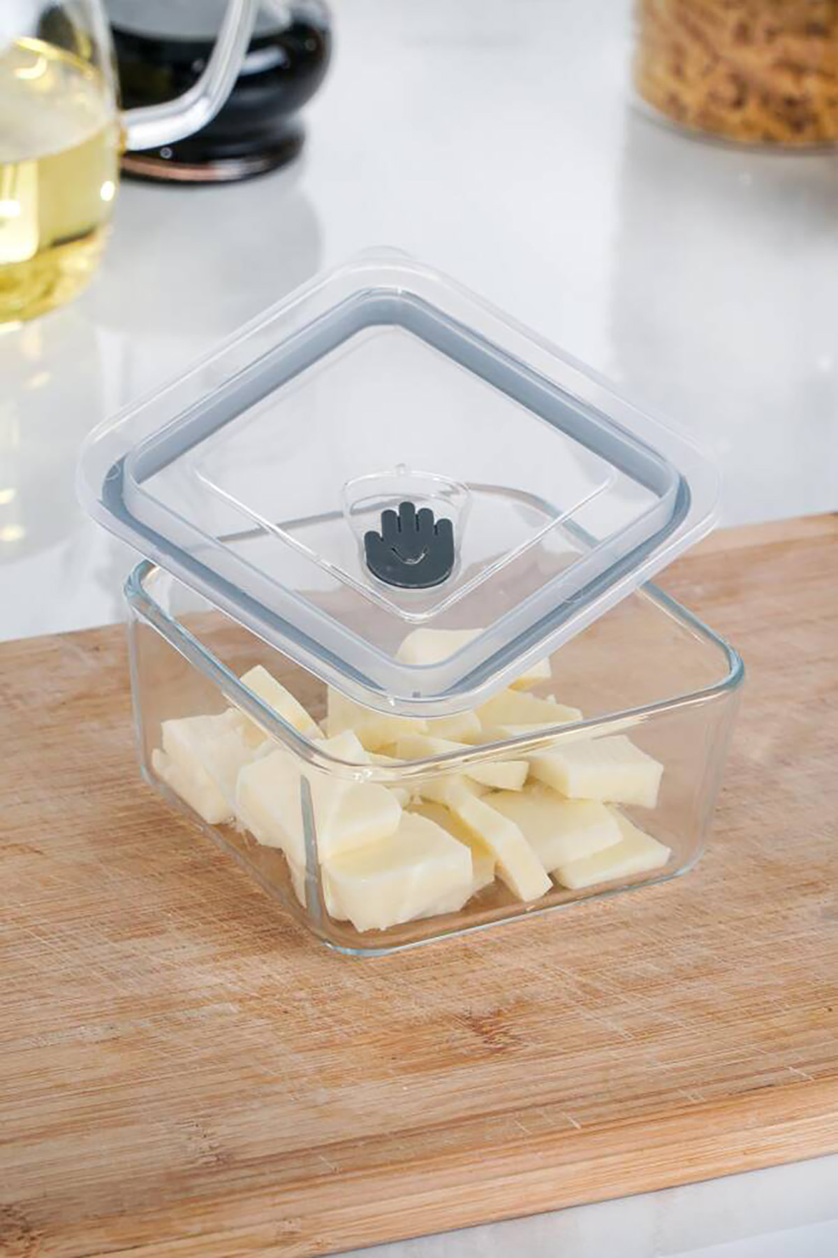 Acar Olivya Kare Vakumlu Cam Saklama Kabı - 0,45 Lt YSH-012135 Acar Olivya Kare Vakumlu Cam Saklama Kabı - 0,45 Lt YSH-012135