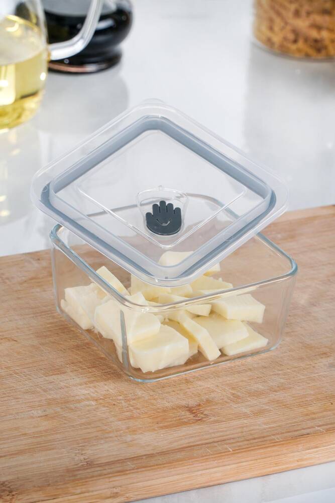 Acar Olivya Kare Vakumlu Cam Saklama Kabı - 0,45 Lt YSH-012135 Acar Olivya Kare Vakumlu Cam Saklama Kabı - 0,45 Lt YSH-012135