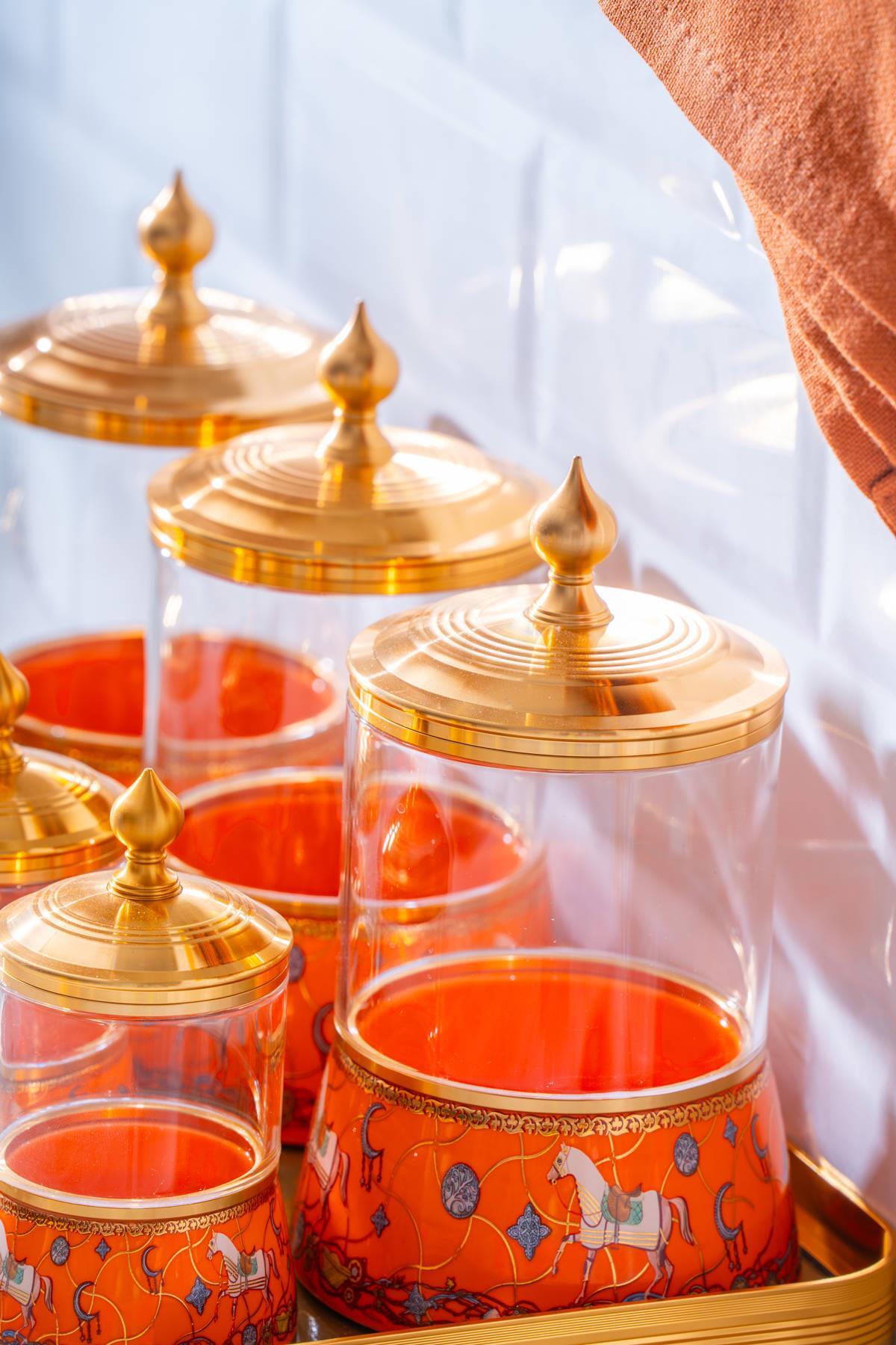 Acar Passifolia 8 Parça Tepsili Cam Baharat Kavanoz Seti KOH-07315