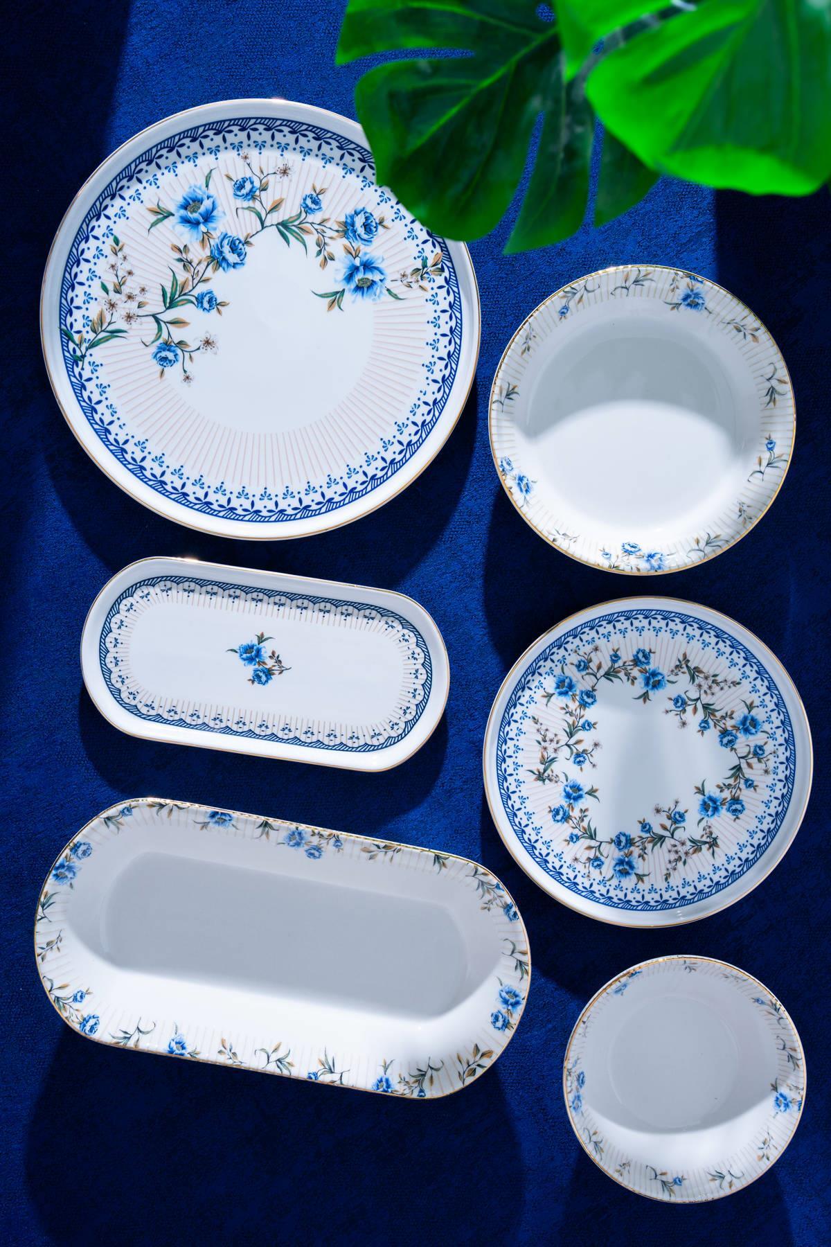 Acar Persea 6 Kişilik 27 Parça Yemek Takımı - Mavi