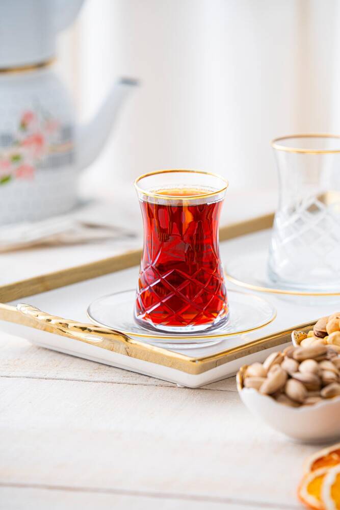 Acar Roland 6 Kişilik 12 Parça Çay Seti - Gold HMS-06750 Acar Roland 6 Kişilik 12 Parça Çay Seti - Gold HMS-06750