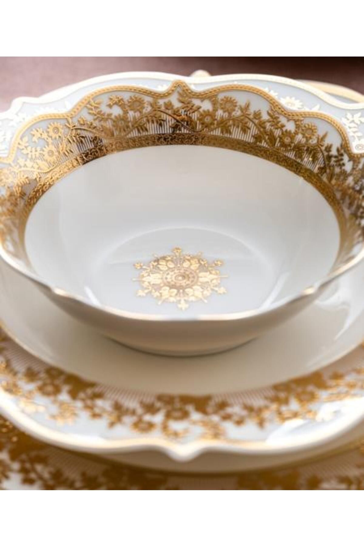 Acar Rosalind 60 Parça Bone China Emboss Gold Yemek Takımı  GBY-06263