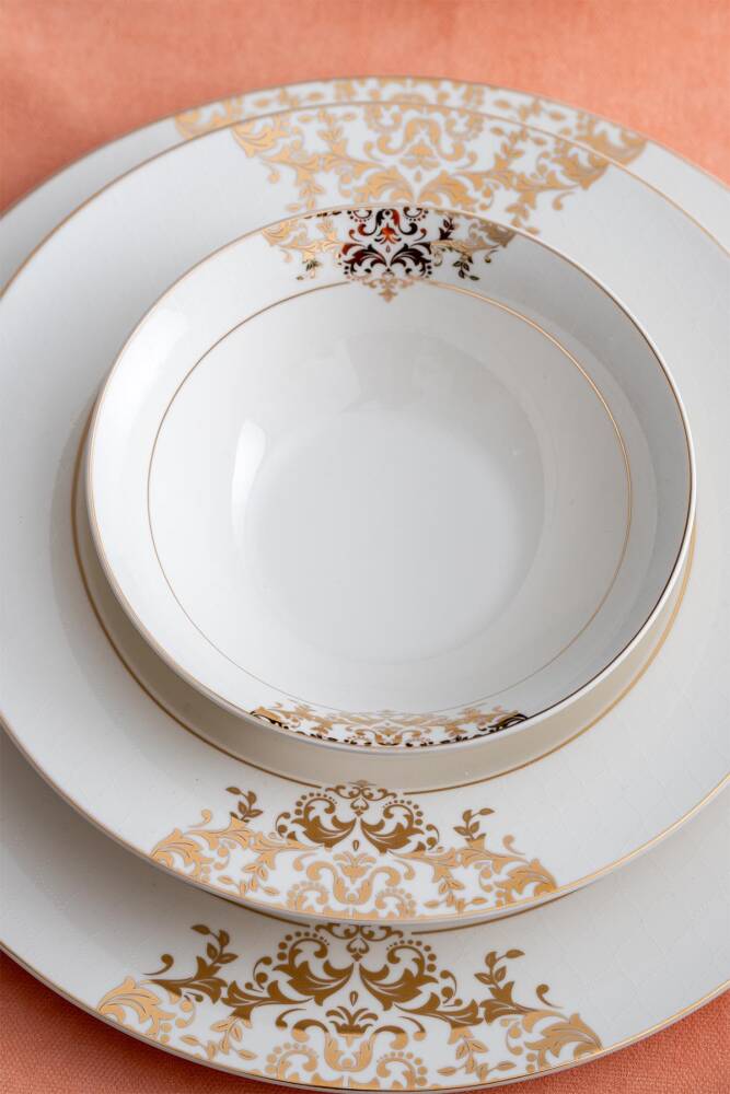 Acar Rosaline 60 Parça 12 Kişilik Gold Porselen Yemek Takımı NCY-06210 Acar Rosaline 60 Parça 12 Kişilik Gold Porselen Yemek Takımı NCY-06210