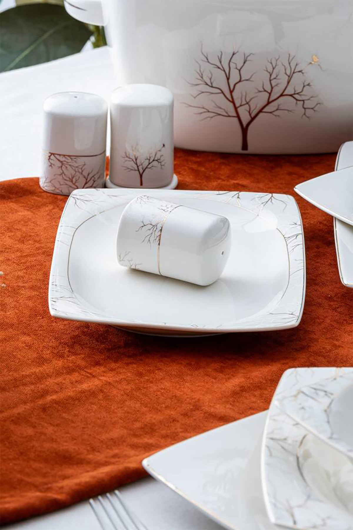 Acar Rosemary 12 Kişilik 60 Parça Porselen Yemek Takımı - Gold HNA-05748