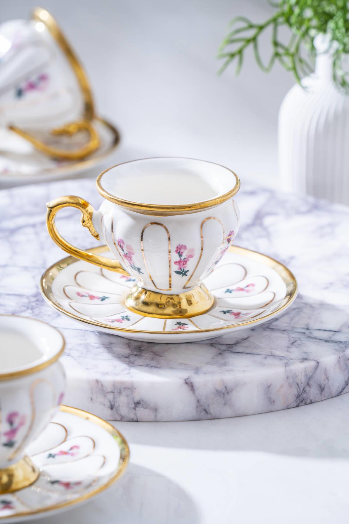 Acar Scarlet 6 Kişilik Kahve Fincanı Takımı - 100 ml - Beyaz KAI-06834