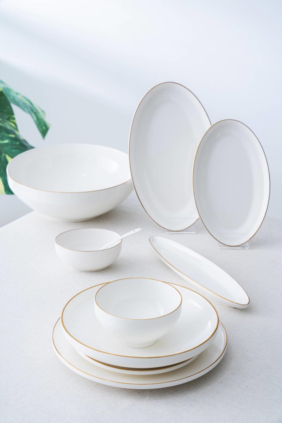 Acar Senna Gold 45 Parça Yemek Takımı - Beyaz - Go
