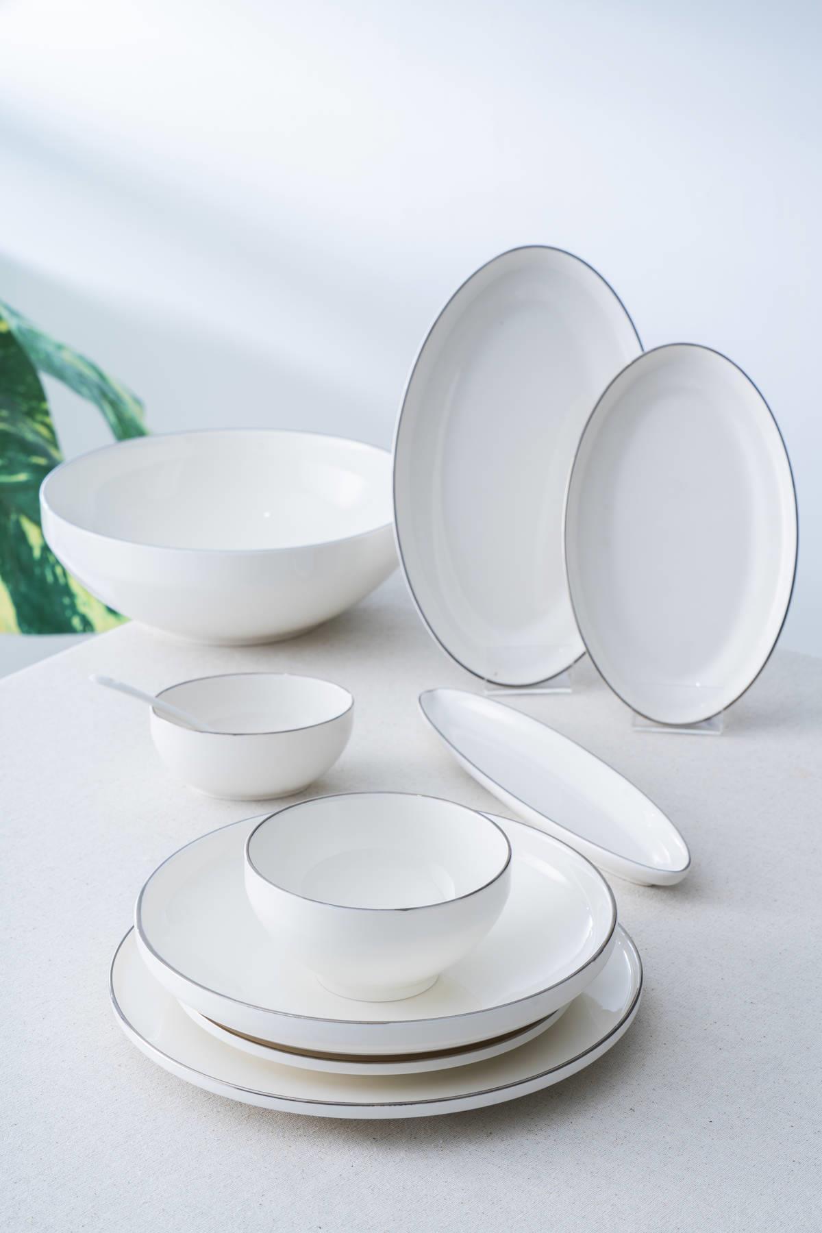 Acar Senna Gold 45 Parça Yemek Takımı - Beyaz - Gü