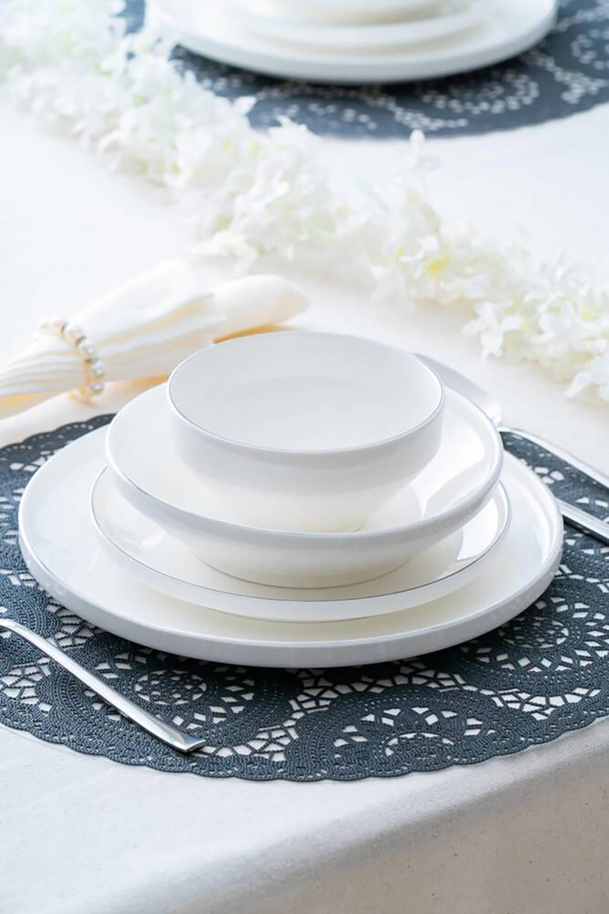 Acar Silver Rise 6 Kişilik 24 Parça Porselen Yemek Takımı - Gümüş SCT-05443