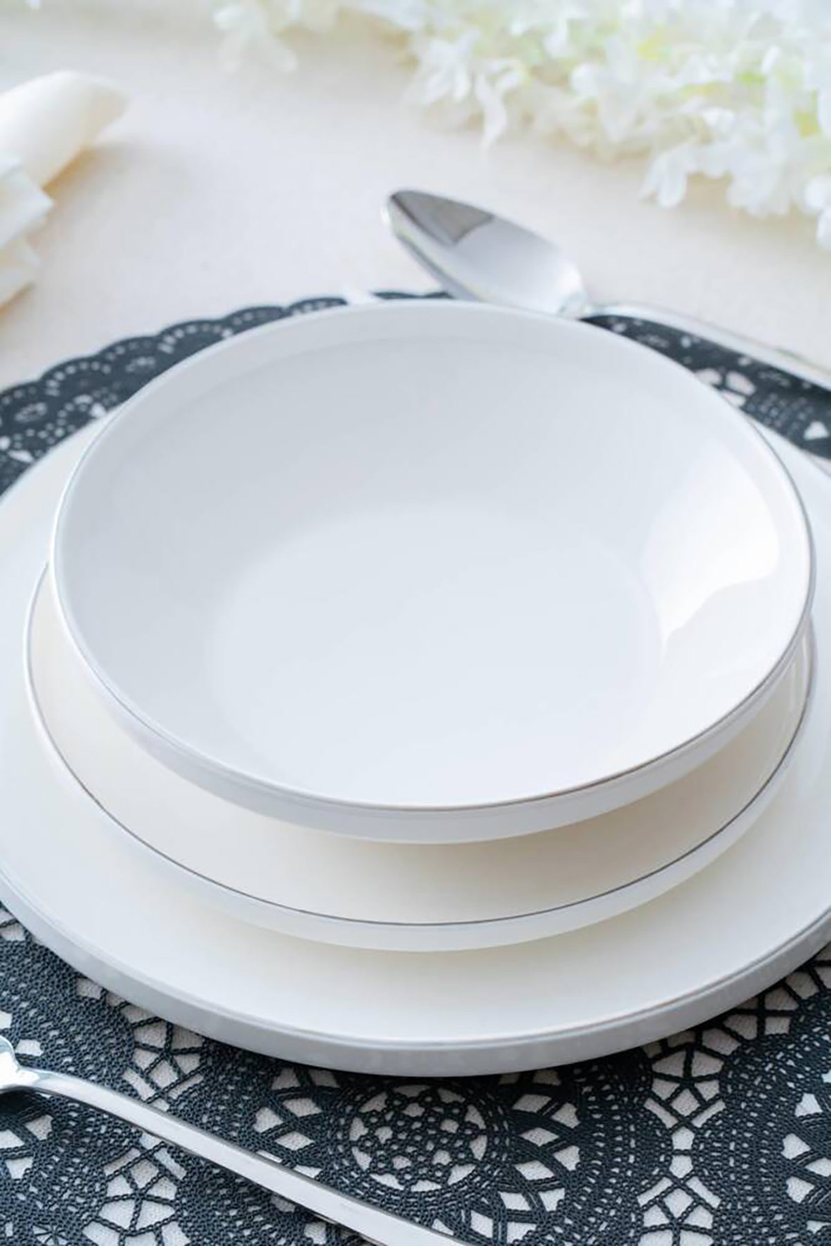 Acar Silver Rise 6 Kişilik 24 Parça Porselen Yemek Takımı - Gümüş SCT-05443