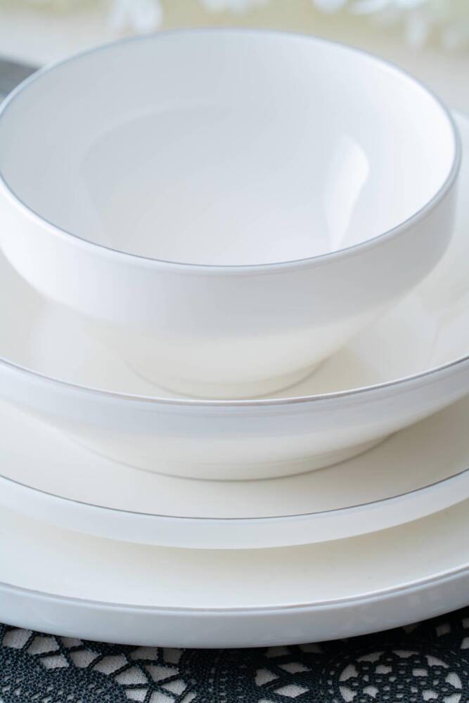 Acar Silver Rise 6 Kişilik 24 Parça Porselen Yemek Takımı - Gümüş SCT-05443