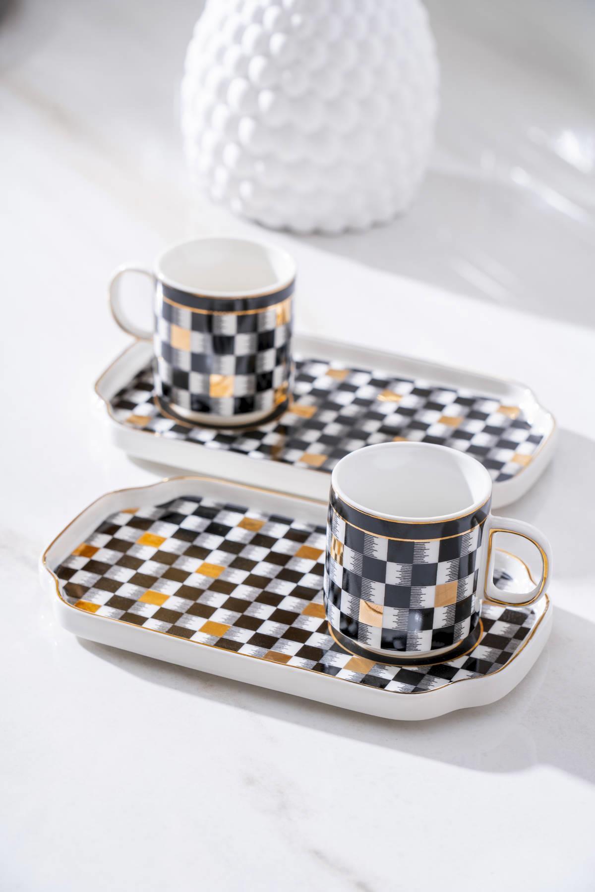 Acar Skye Duo 2 Kişilik Kahve Fincanı Takımı - 100 ml - Siyah KAI-06905