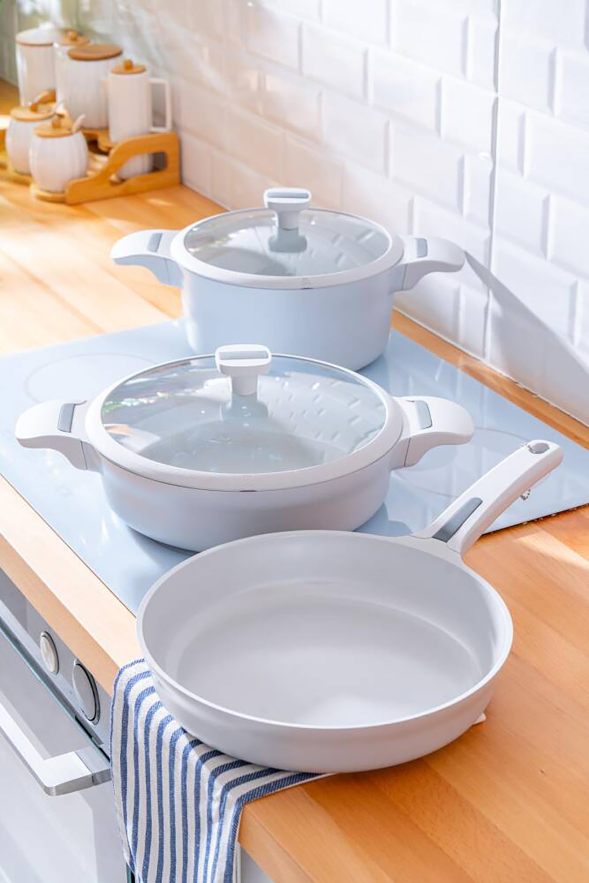 Acar Ultimate Pro 5 Parça Tencere Seti - Gri Beyaz BSC-06781