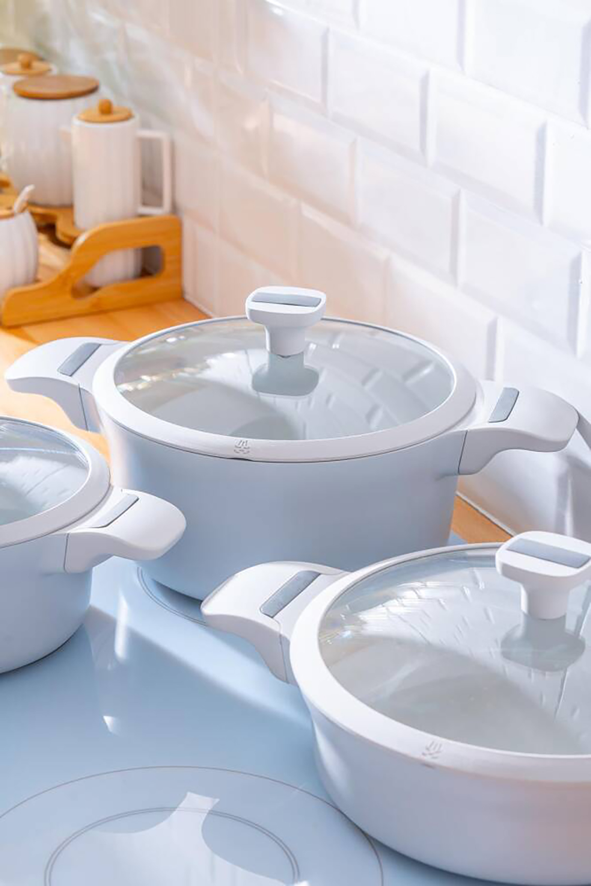 Acar Ultimate Pro 7 Parça Tencere Seti - Gri Beyaz BSC-06780 Acar Ultimate Pro 7 Parça Tencere Seti - Gri Beyaz BSC-06780