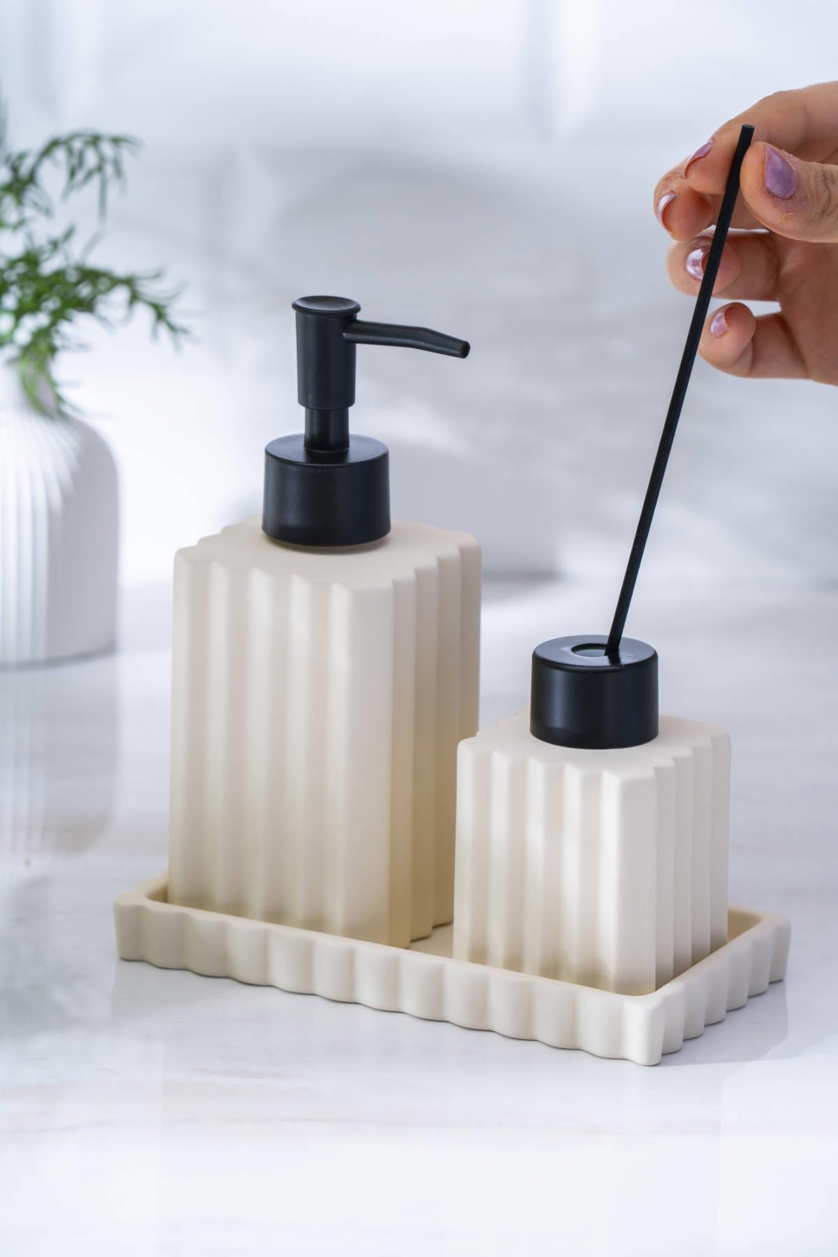 Acar Vega Kare Sıvı Sabunluk Ve Kokuluk Seti 17 cm - Krem SABJ-06990 Acar Vega Kare Sıvı Sabunluk Ve Kokuluk Seti 17 cm - Krem SABJ-06990