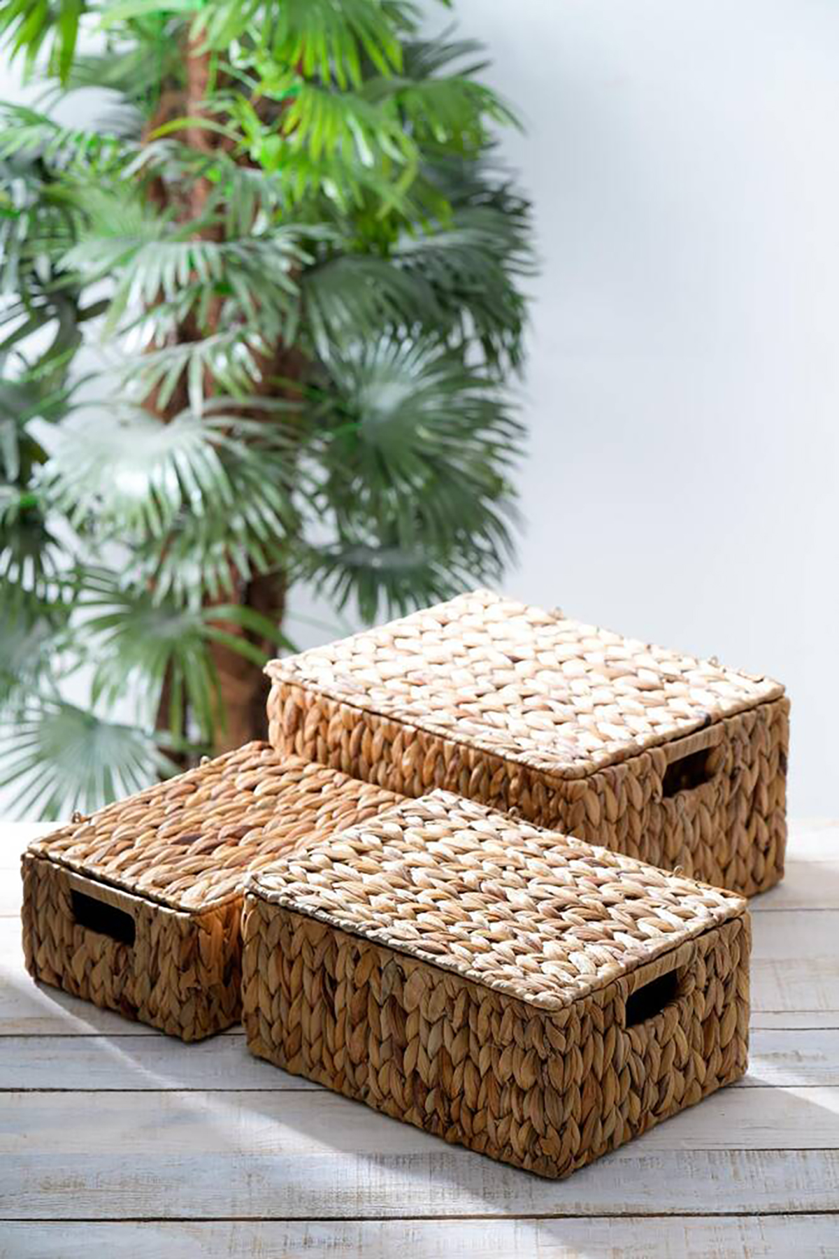 Acar Wicker 3 lü Dekoratif Kapaklı Hasır Sepet ACR-314 Acar Wicker 3 lü Dekoratif Kapaklı Hasır Sepet ACR-314