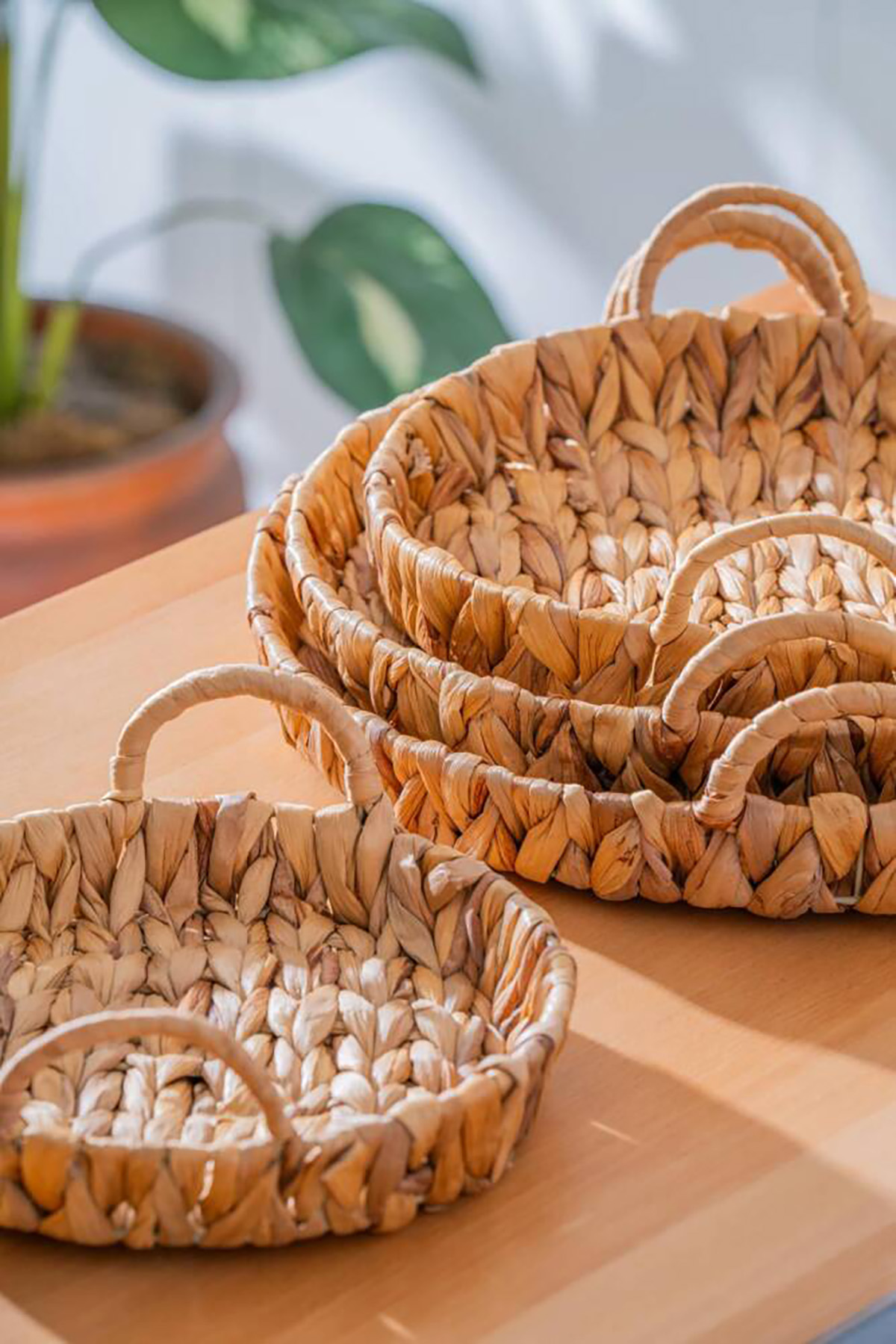 Acar Wicker 4 Parça Hasır Yuvarlak Sepet SEP-06998