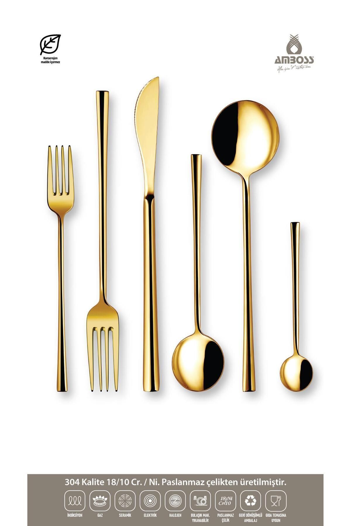 Amboss Ruby 72 Parça Çatal Kaşık Bıçak Seti - Gold Amboss Ruby 72 Parça Çatal Kaşık Bıçak Seti - Gold