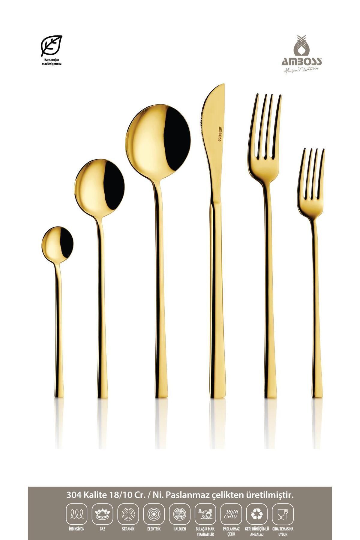 Amboss Ruby 72 Parça Çatal Kaşık Bıçak Seti - Gold Amboss Ruby 72 Parça Çatal Kaşık Bıçak Seti - Gold