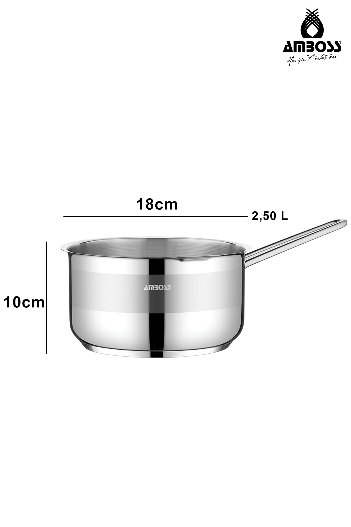 Amboss Sapphire Paslanmaz Çelik İndüksiyon Tabanlı Sütlük, Sosluk - 18 cm Amboss Sapphire Paslanmaz Çelik İndüksiyon Tabanlı Sütlük, Sosluk - 18 cm