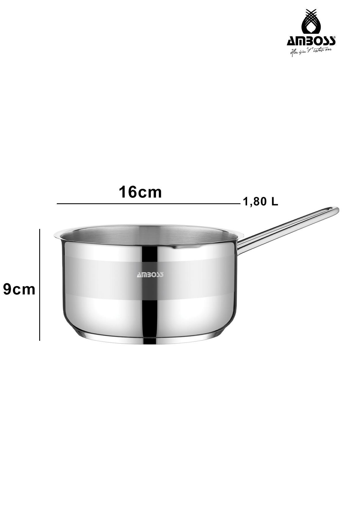 Amboss Sapphire Paslanmaz Çelik İndüksiyon Tabanlı Sütlük,Sosluk - 16 cm
