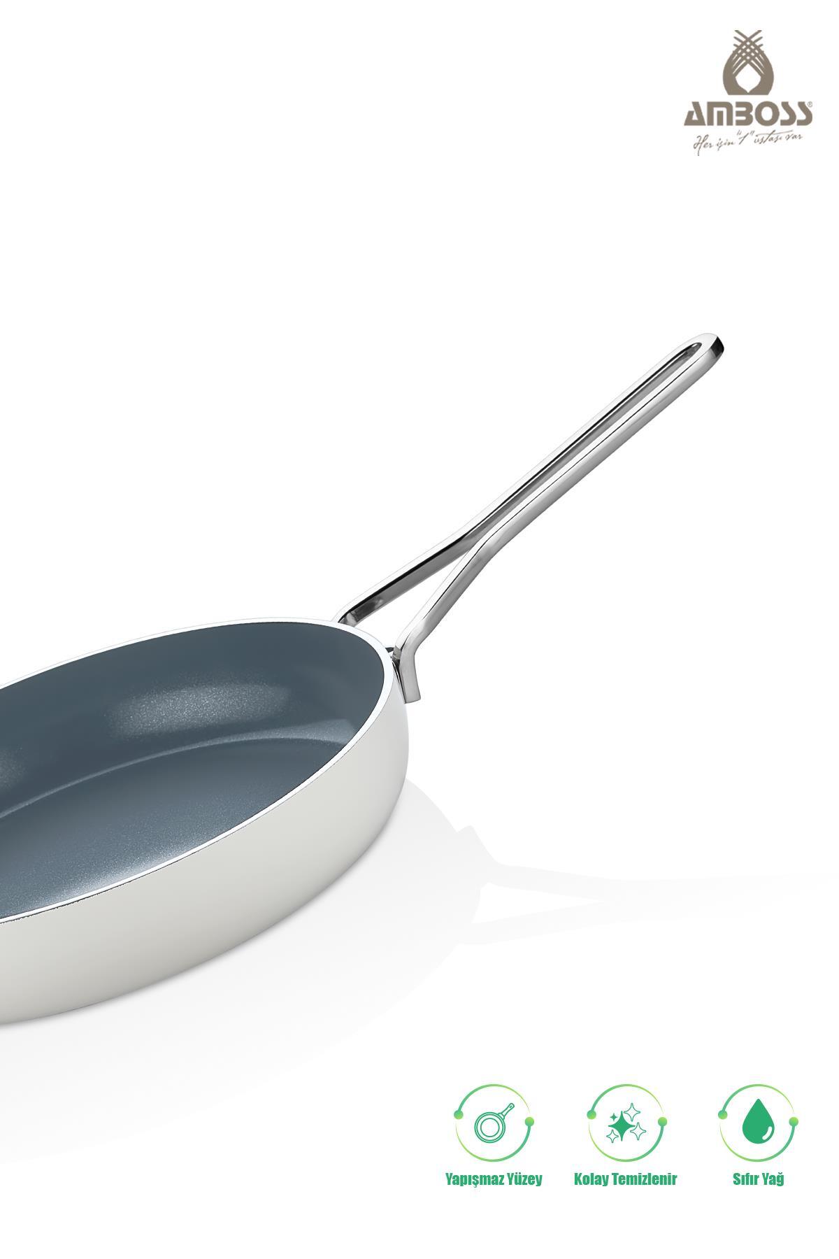Amboss Sera Nova Yanmaz Yapışmaz Seramik Tava 26 cm - Beyaz