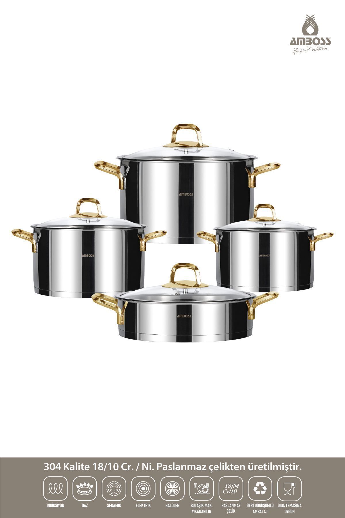 Amboss Diamond 8 Parça Tencere Set - Gold Amboss Diamond 8 Parça Tencere Set - Gold
