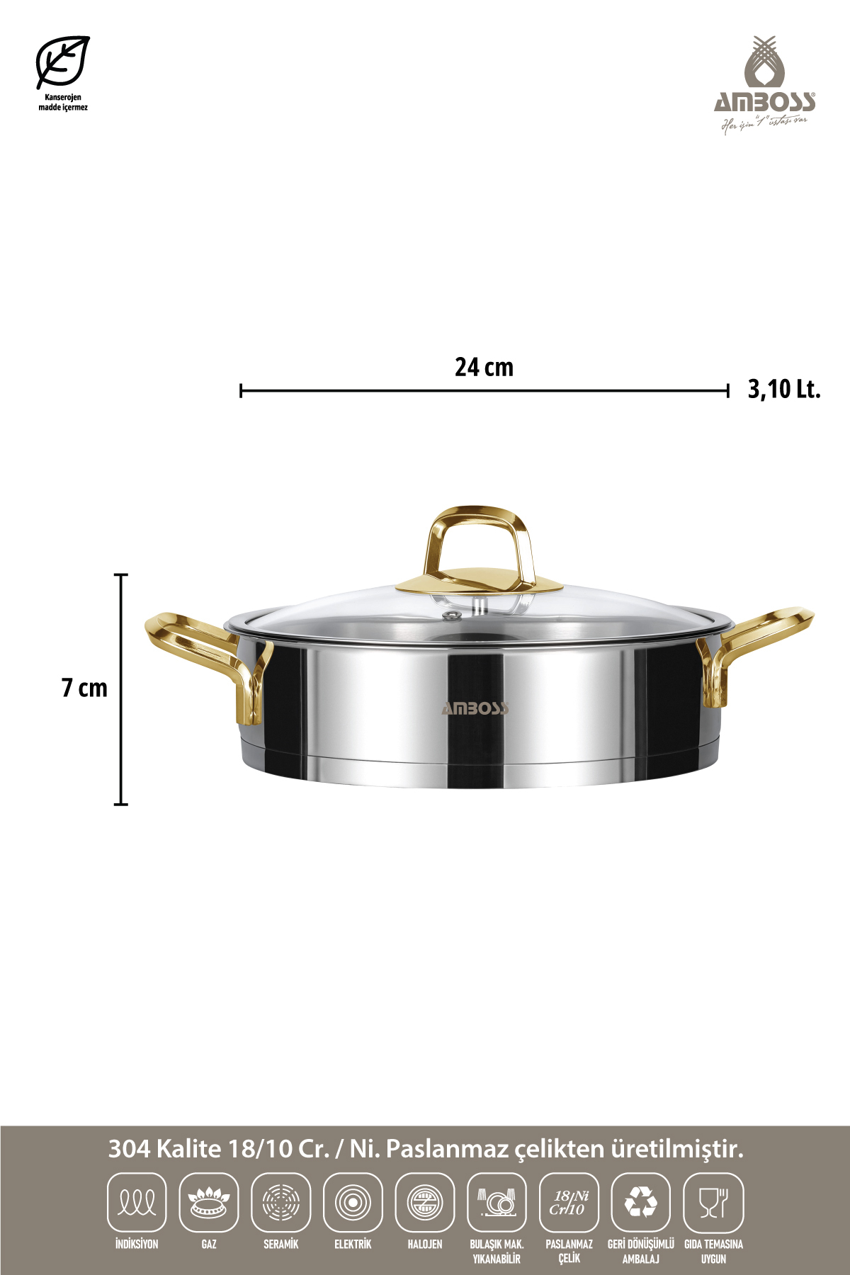 Amboss Diamond 8 Parça Tencere Set - Gold