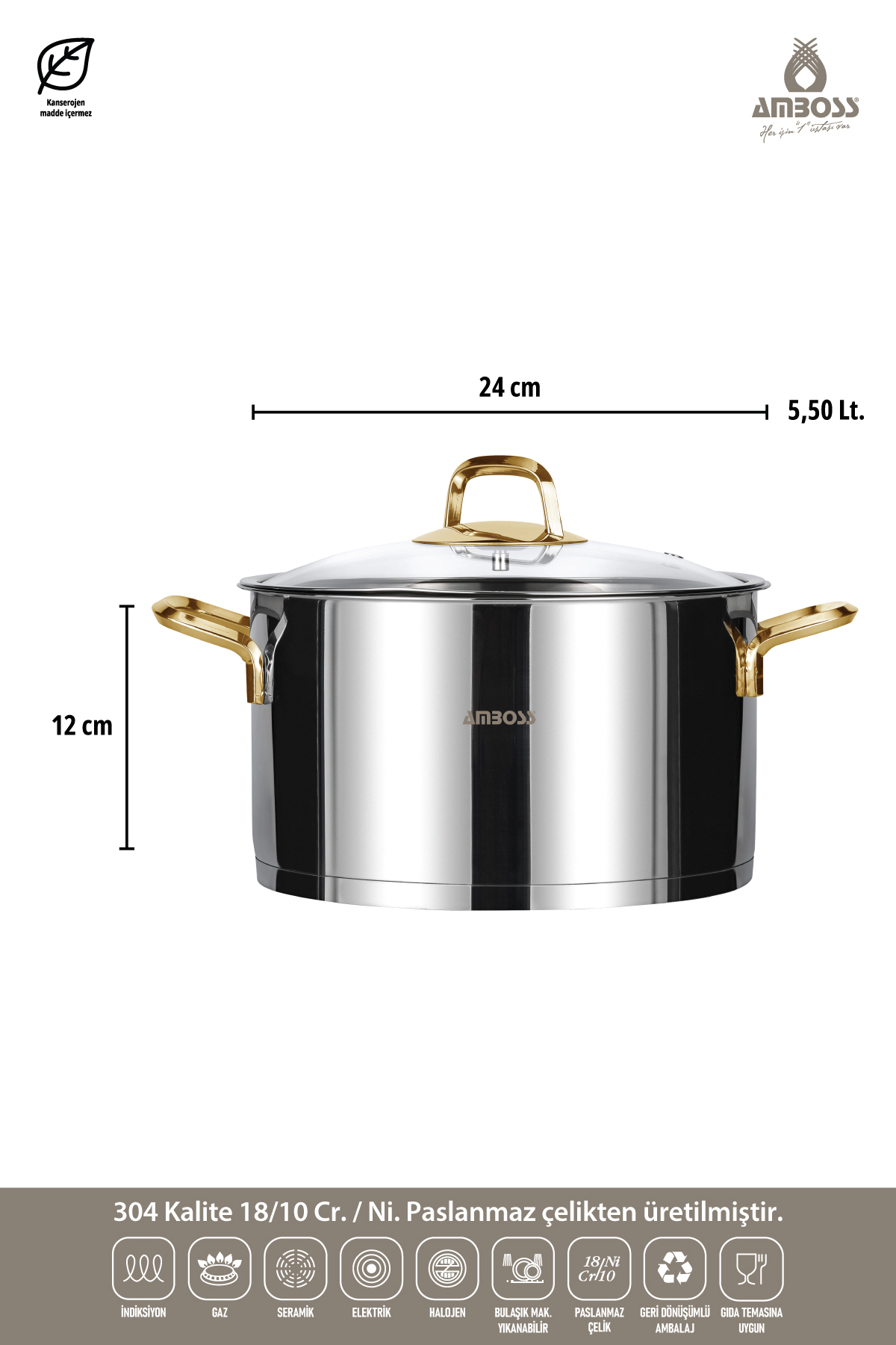 Amboss Diamond 8 Parça Tencere Set - Gold Amboss Diamond 8 Parça Tencere Set - Gold