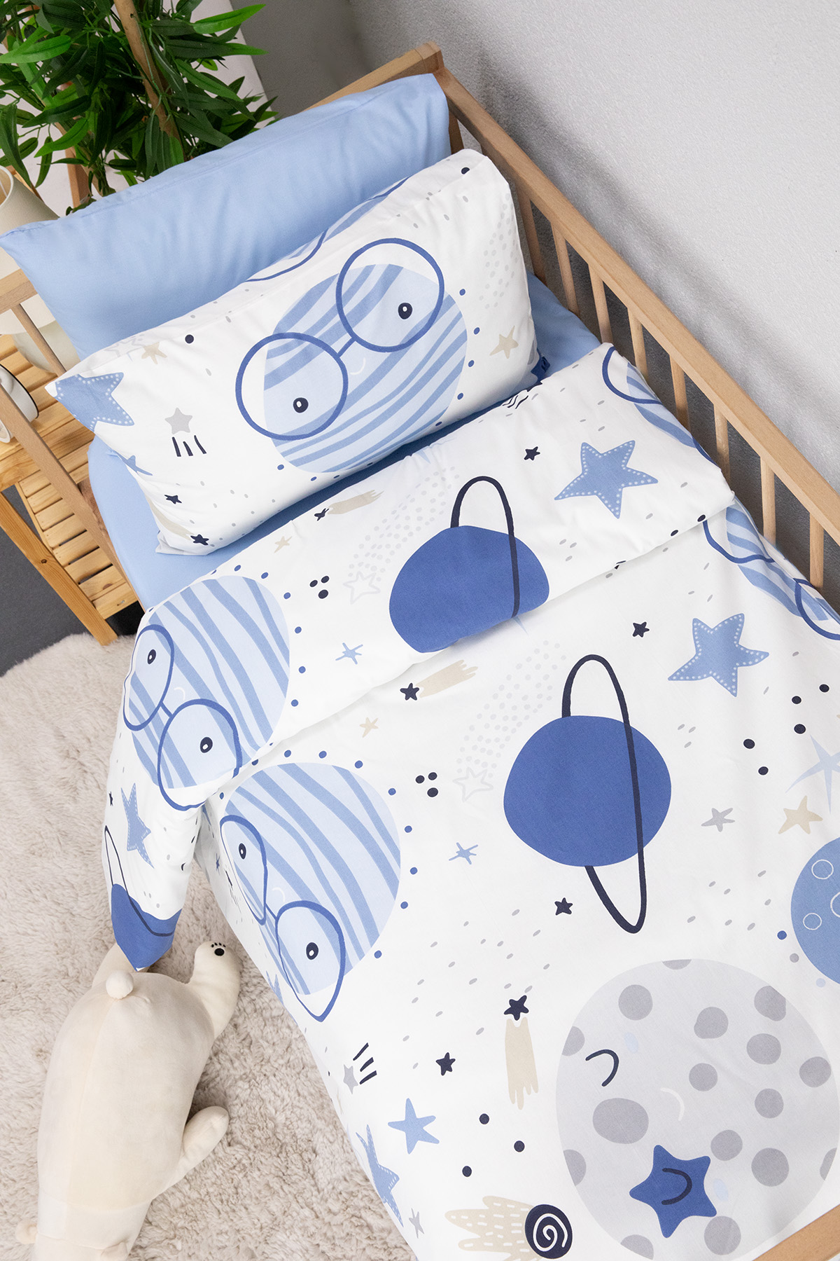 Astromini %100 Pamuk Bebek Nevresim Takımı - Mavi