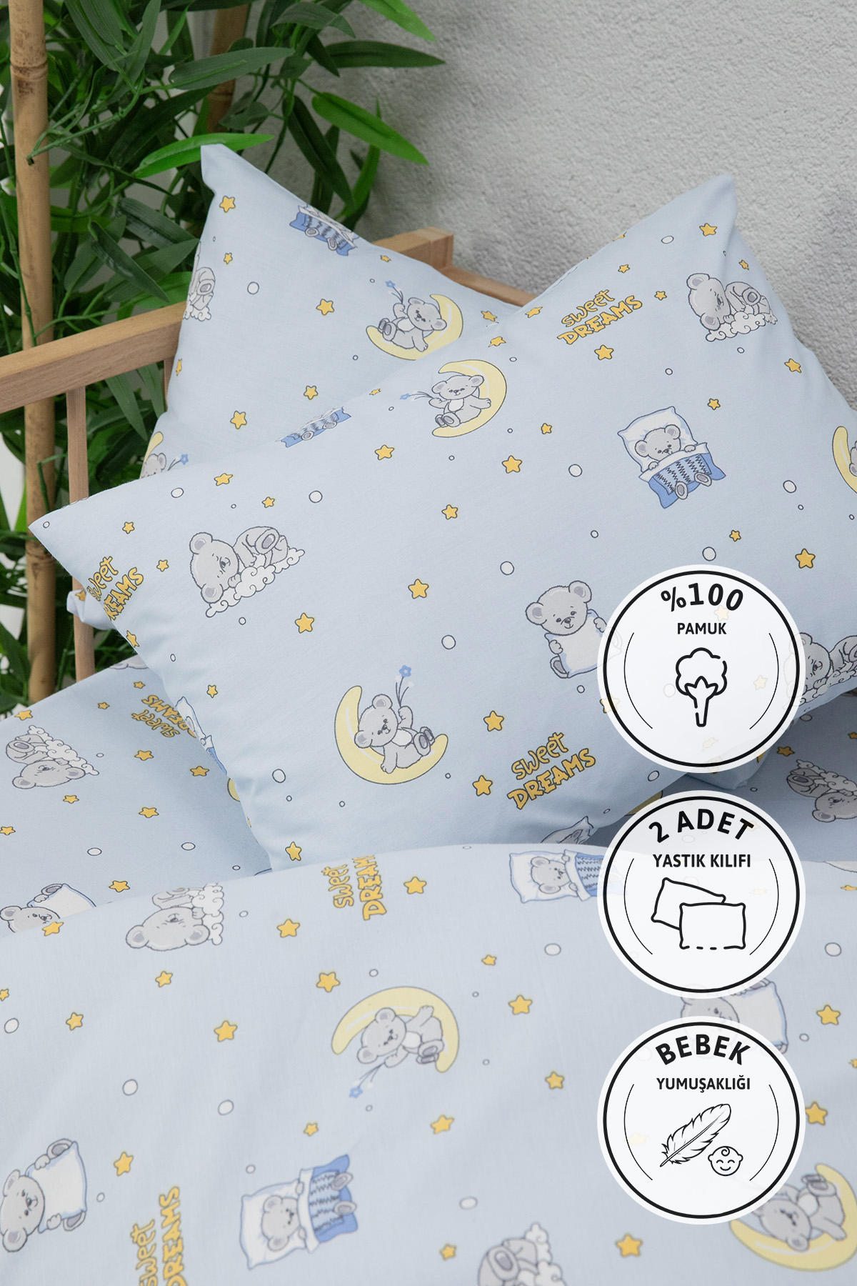 Baby %100 Pamuk Dream Sweet Bebek Nevresim Takımı - Mavi