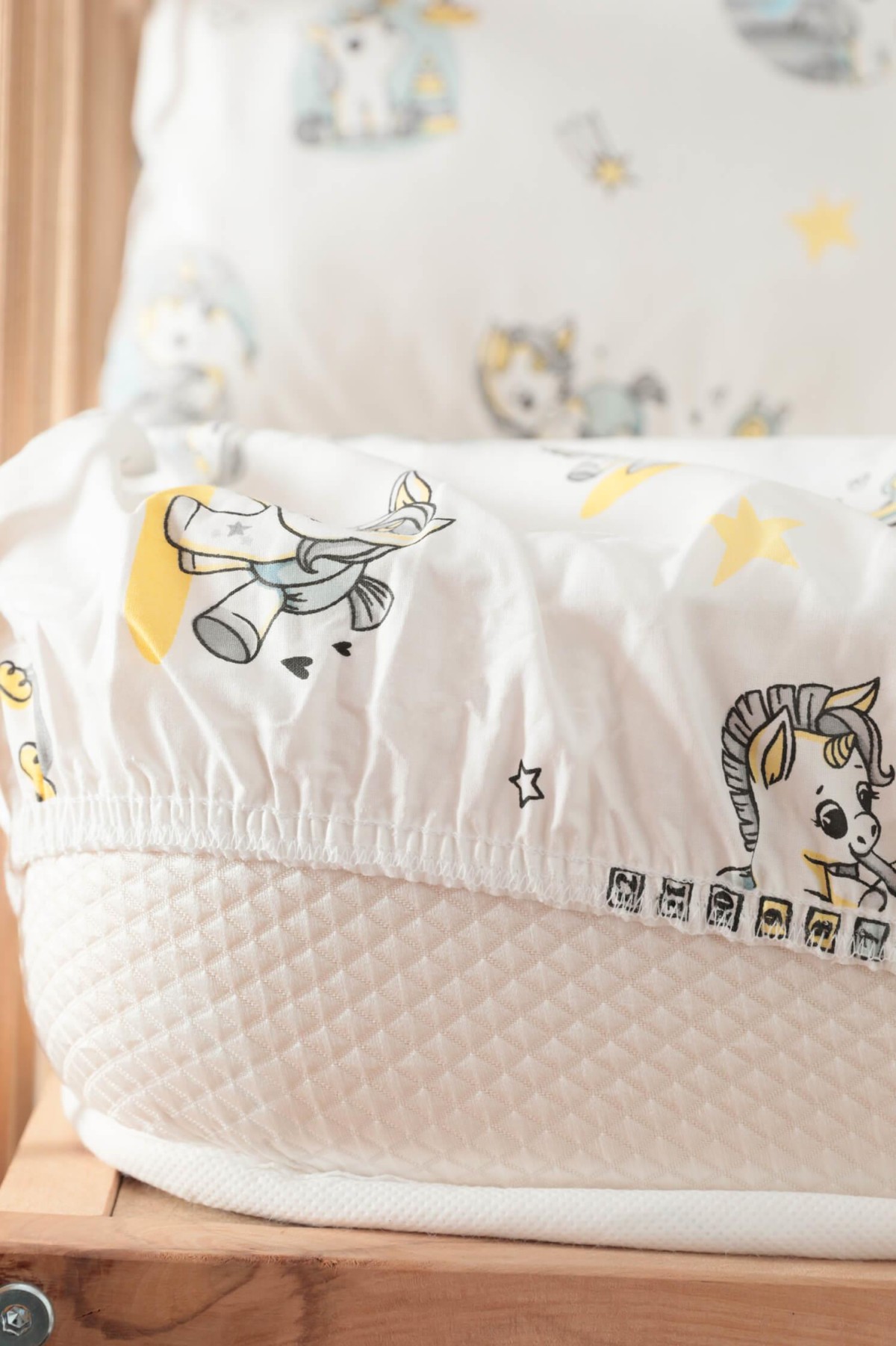 Baby %100 Pamuk Unicorn Bebek Nevresim Takımı - Sarı