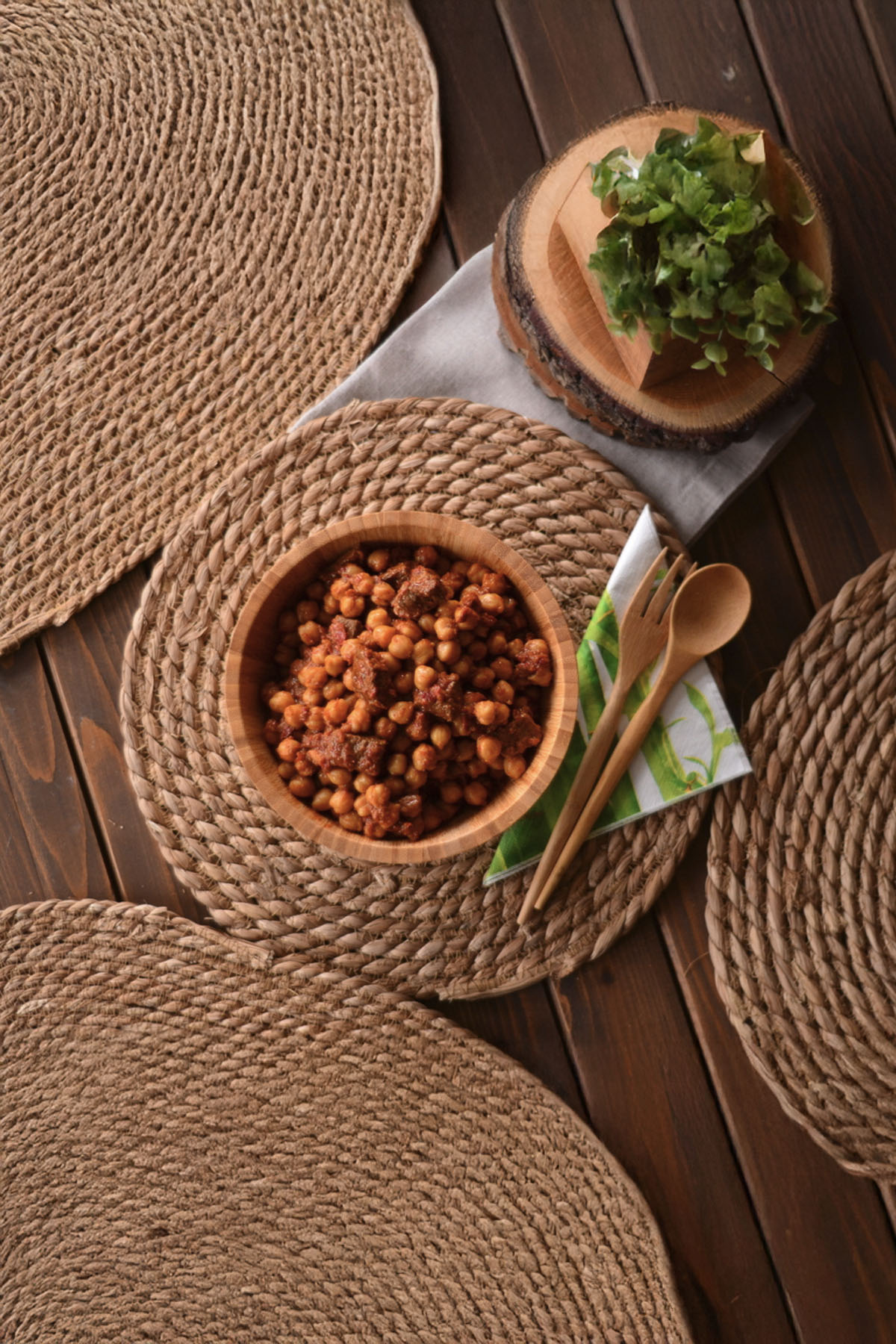 Bambum Alus Yuvarlak Hasır Servis 30 Cm