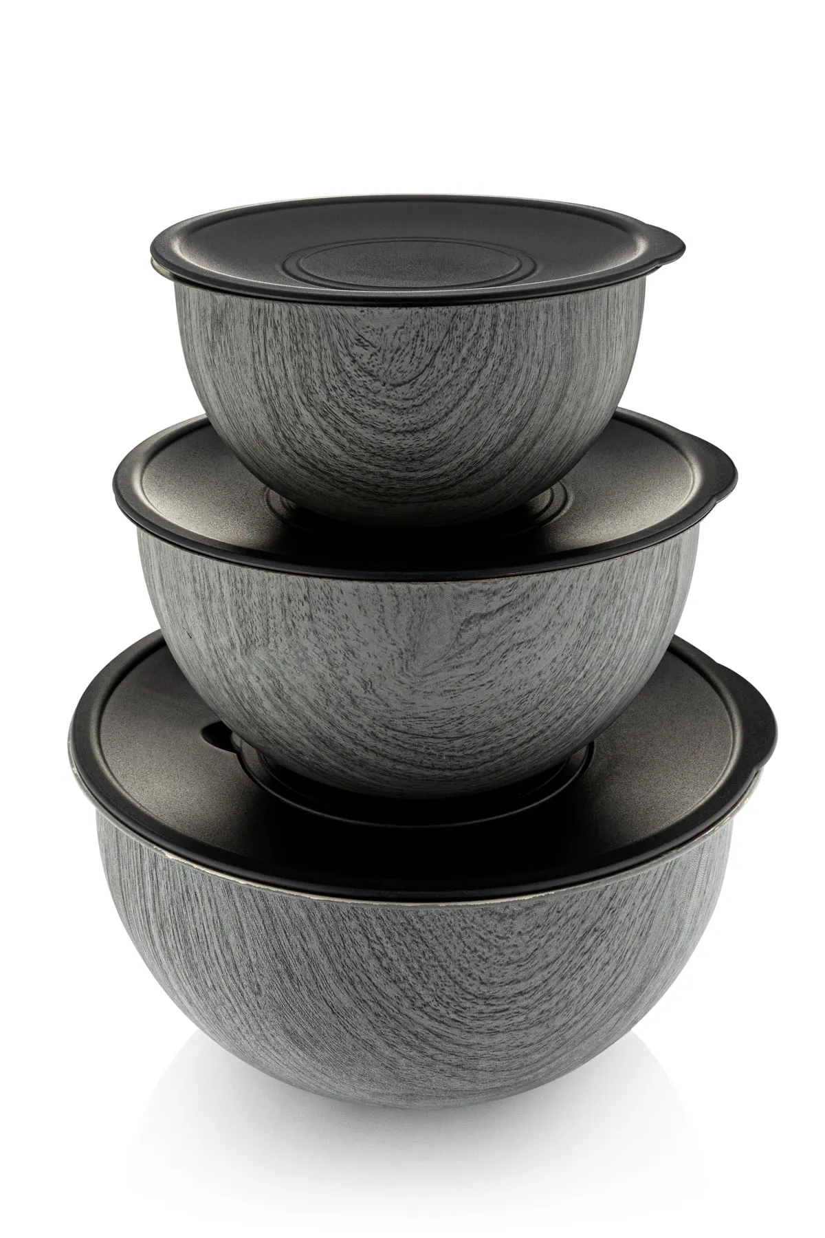 Bambum Rose Wood 3'lü Metal Karıştırma Kabı - Antrasit