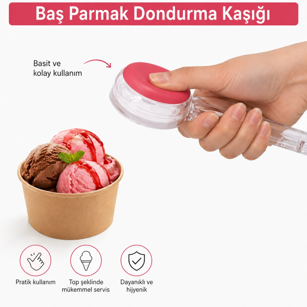 Dondurma Kaşığı Baş Parmak - Renkli Dondurma Kaşığı Baş Parmak - Renkli