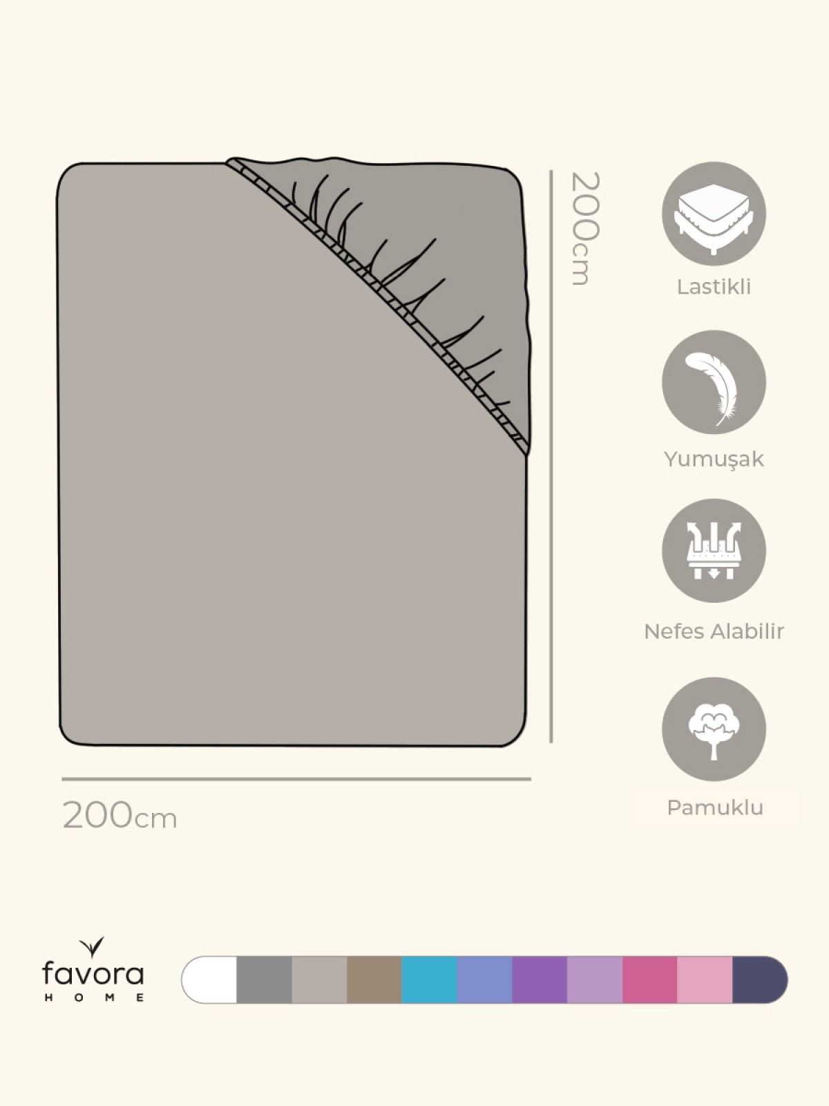 Battal Boy Lastikli Penye Çarşaf - Vizon Battal Boy Lastikli Penye Çarşaf - Vizon