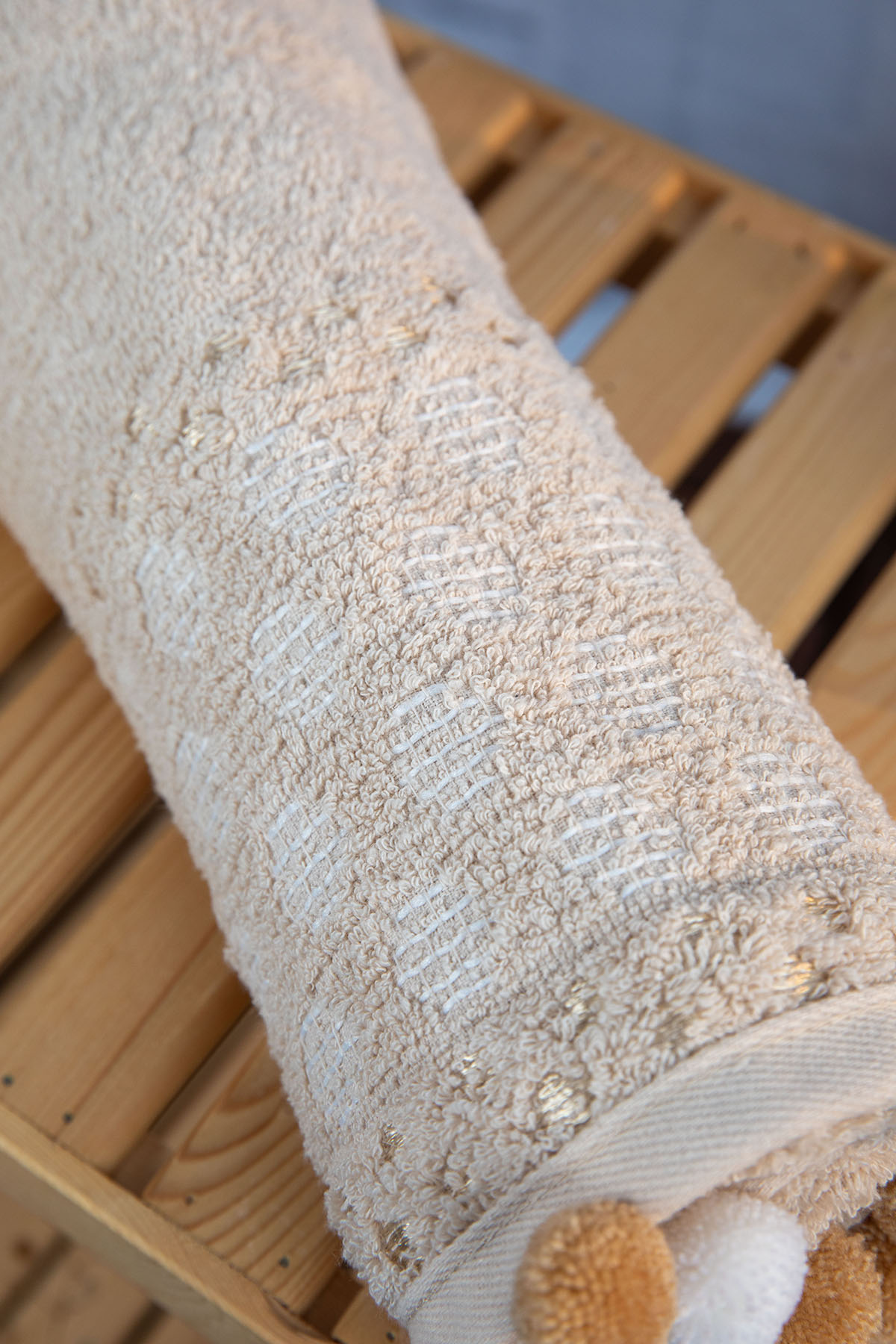 Bella Ponponlu 2'li El Yüz Havlusu - Bej