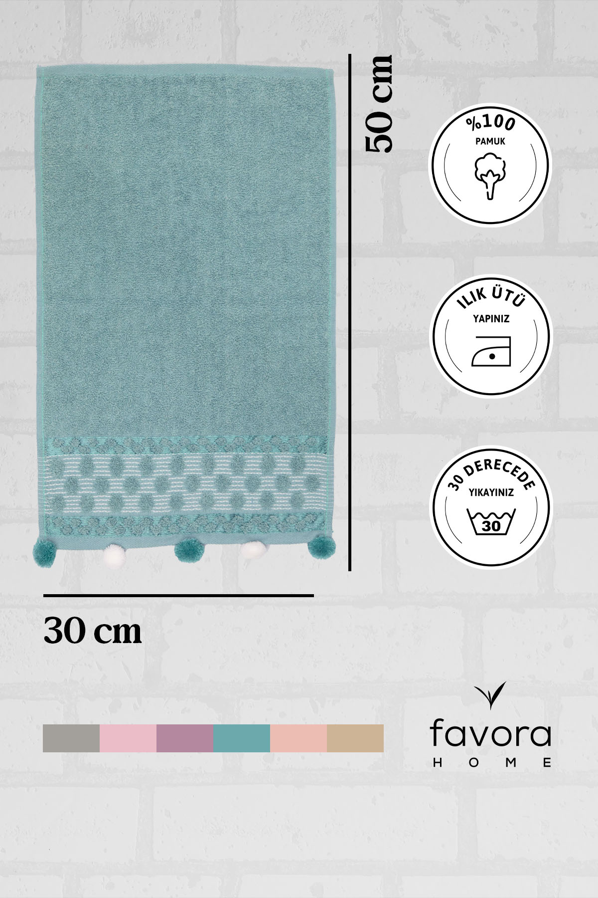 Bella Ponponlu El Havlusu 30x50 - Yeşil Bella Ponponlu El Havlusu 30x50 - Yeşil