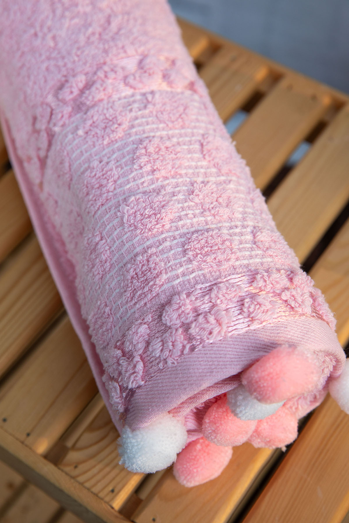 Bella Ponponlu Yüz Havlusu 50x90 - Pembe